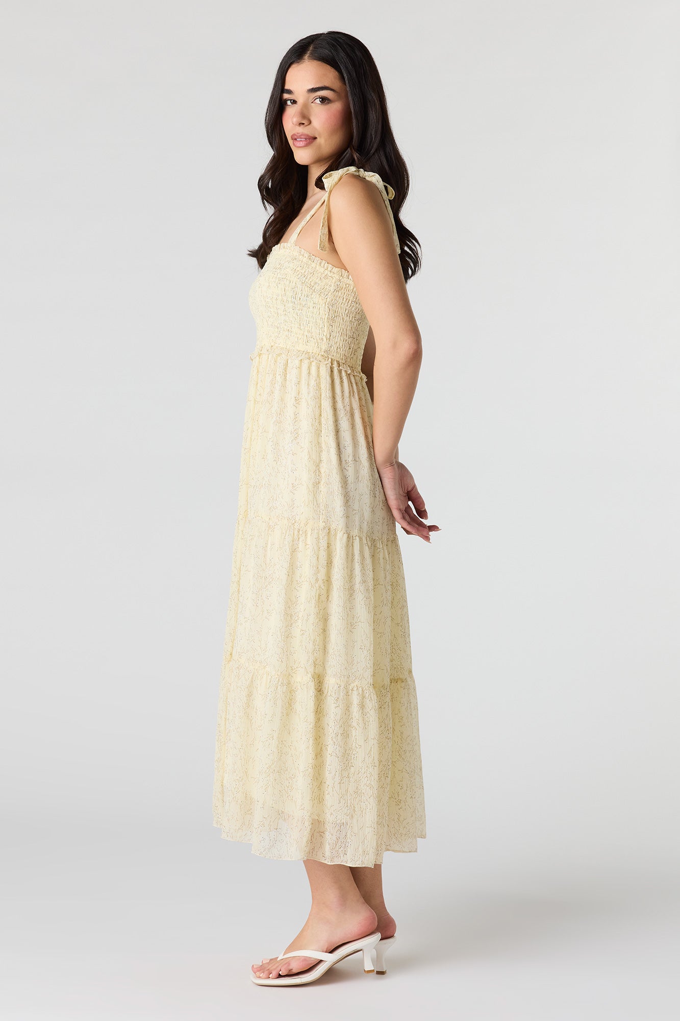 Chiffon Smocked Tiered Midi Dress