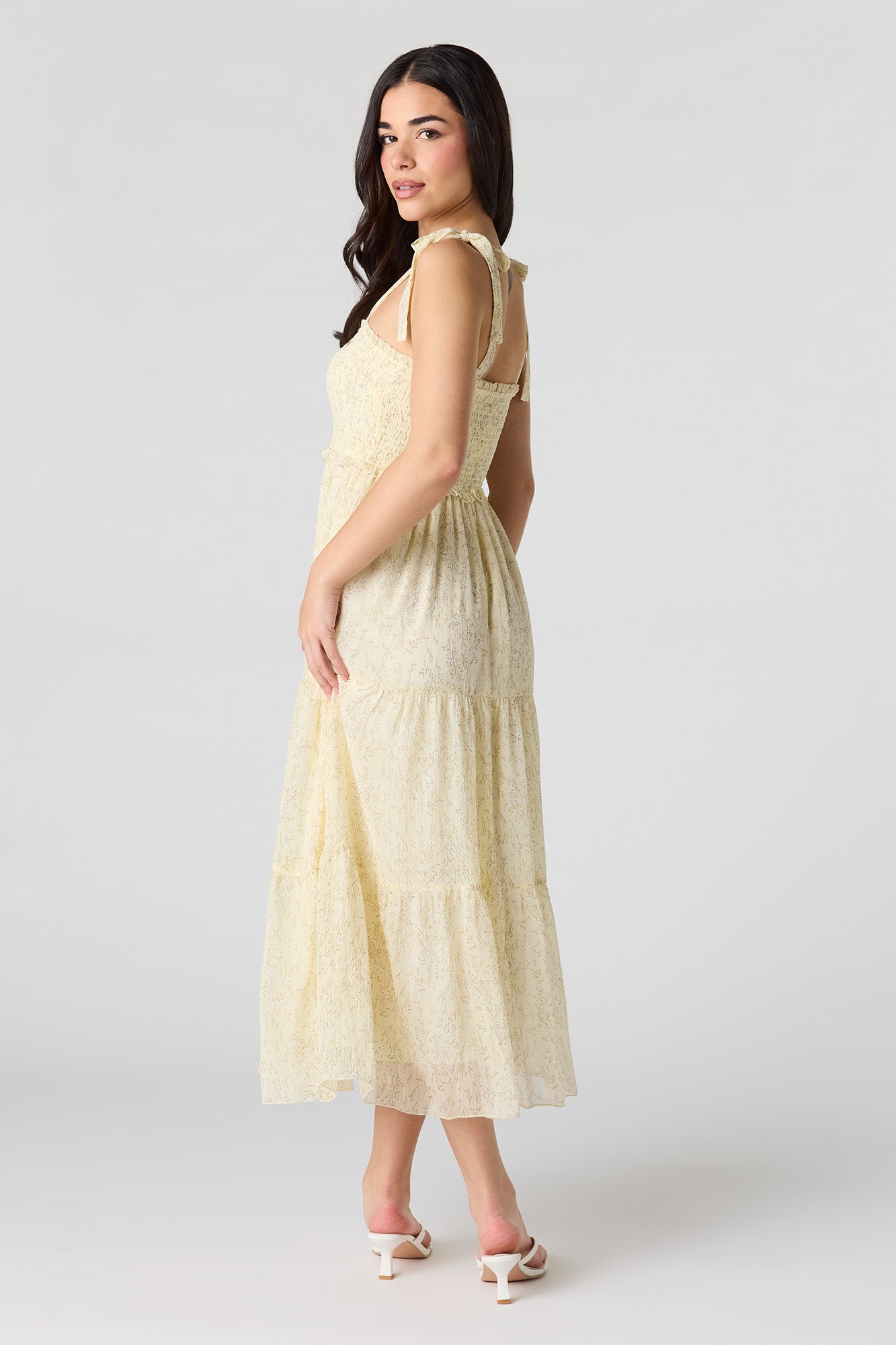 Chiffon Smocked Tiered Midi Dress