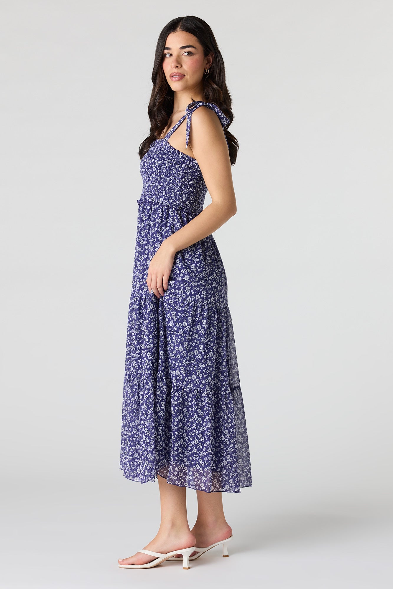 Chiffon Smocked Tiered Midi Dress