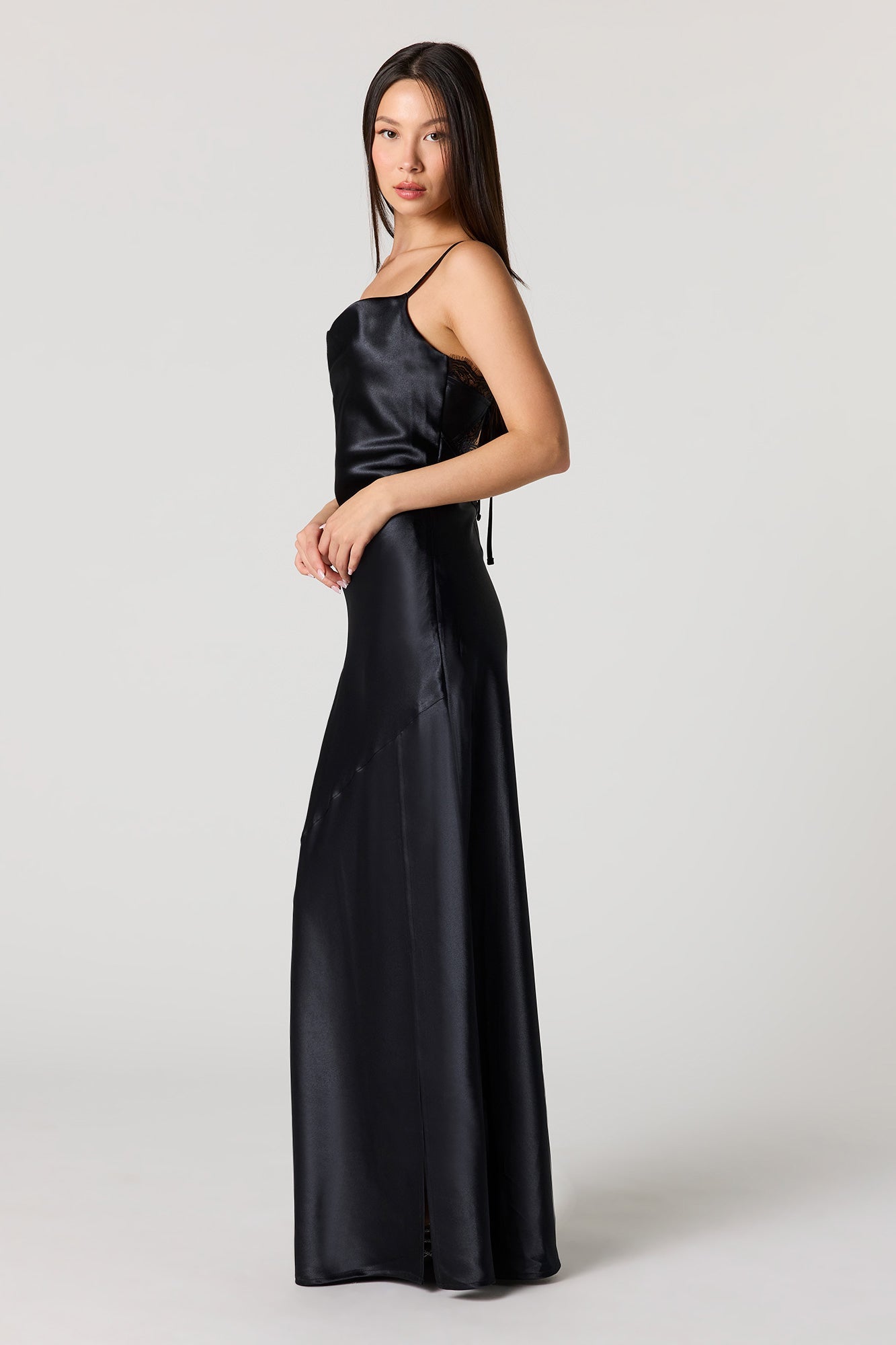 Satin Cowl Neck Maxi Dress