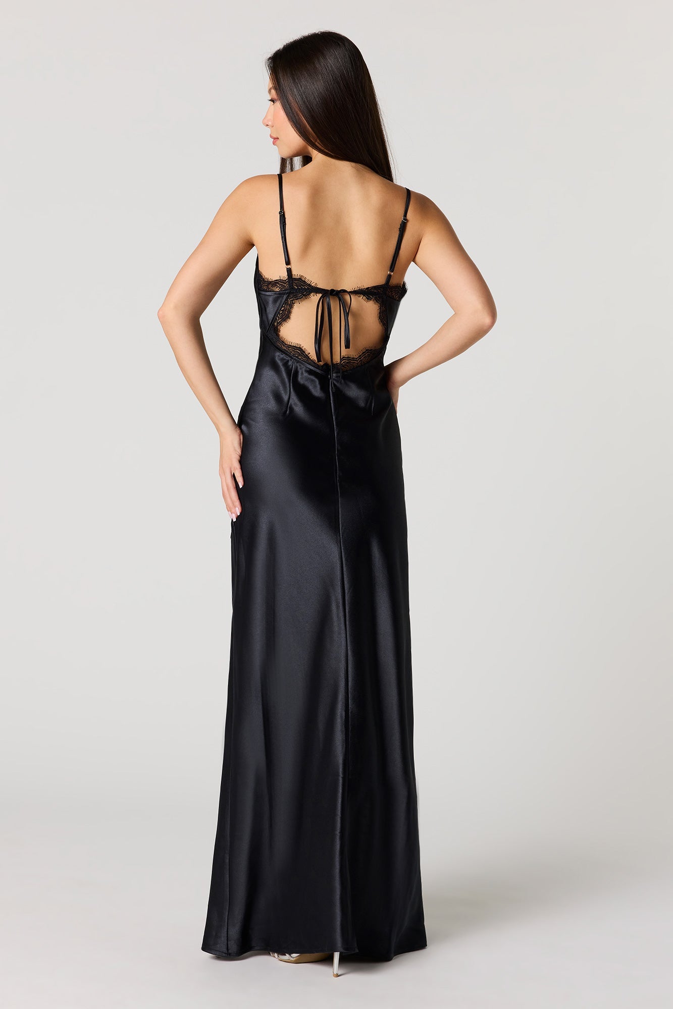 Satin Cowl Neck Maxi Dress