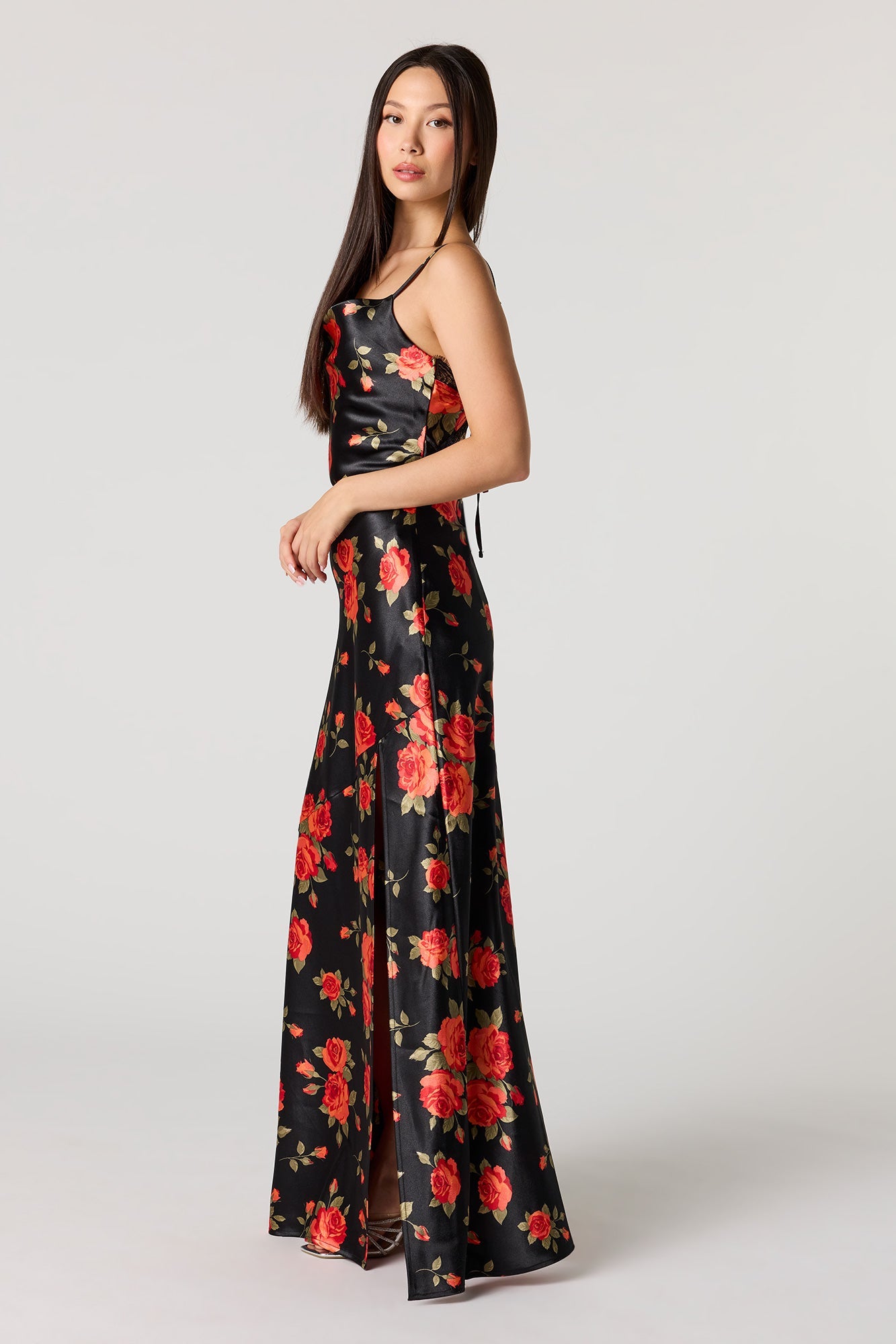 Satin Cowl Neck Maxi Dress