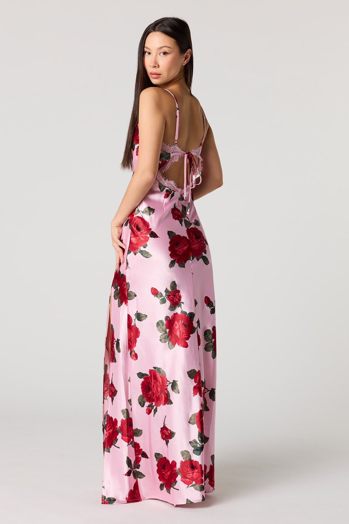 Satin Cowl Neck Maxi Dress