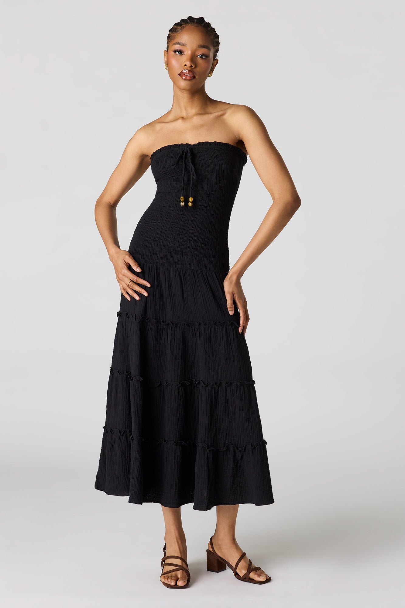 Smocked Tube Midi Dress