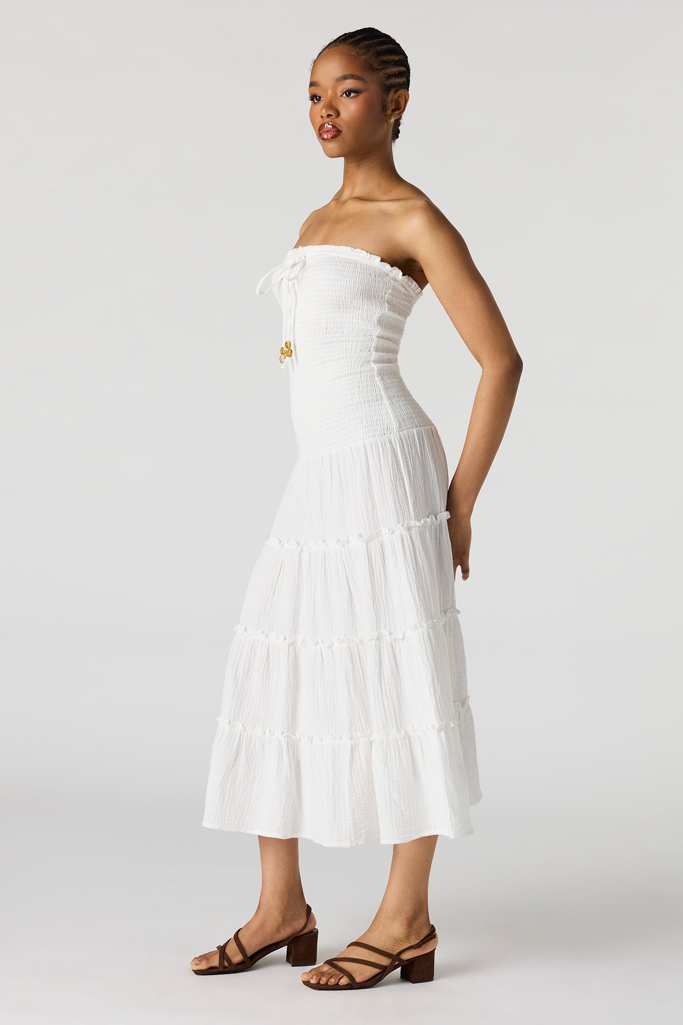 Smocked Tube Midi Dress