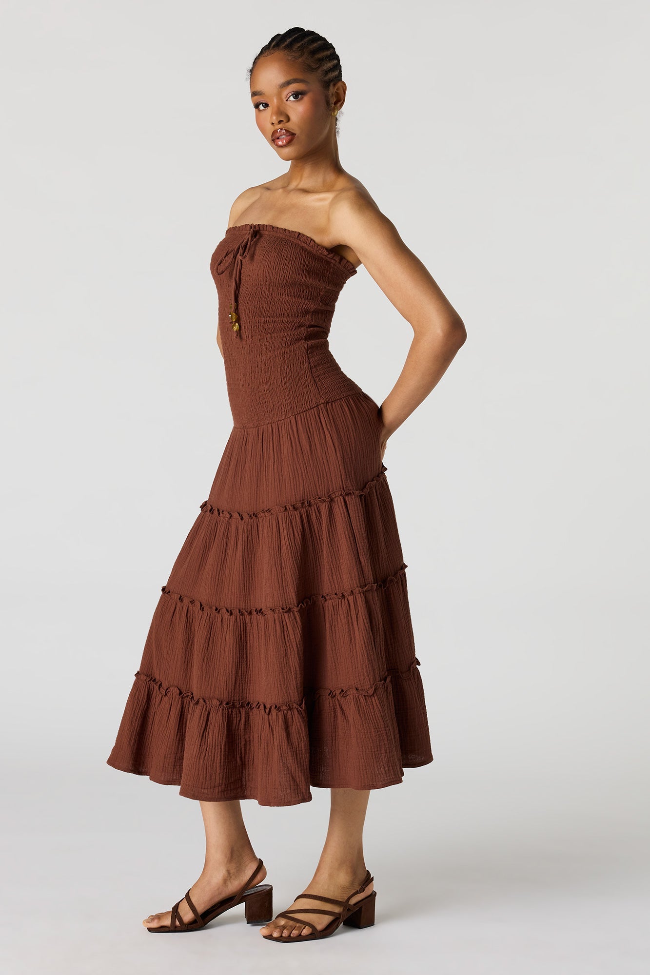 Smocked Tube Midi Dress