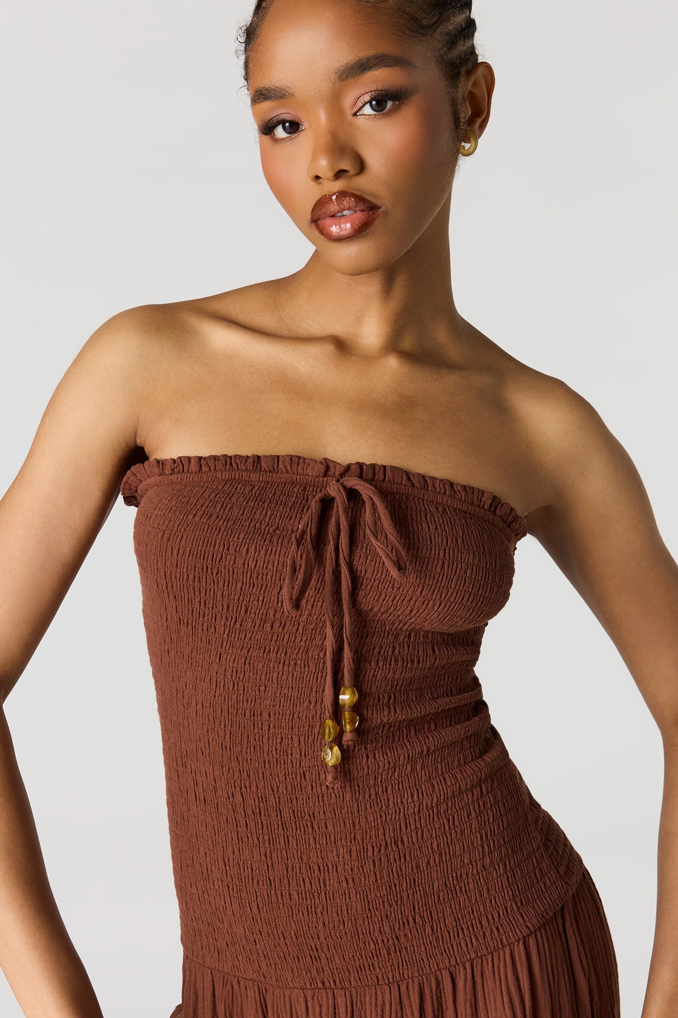 Smocked Tube Midi Dress