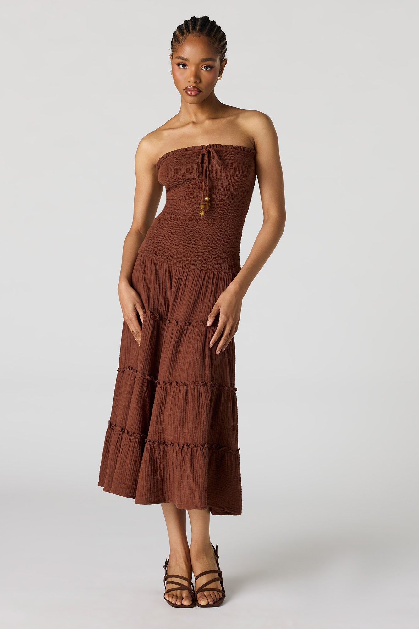 Smocked Tube Midi Dress