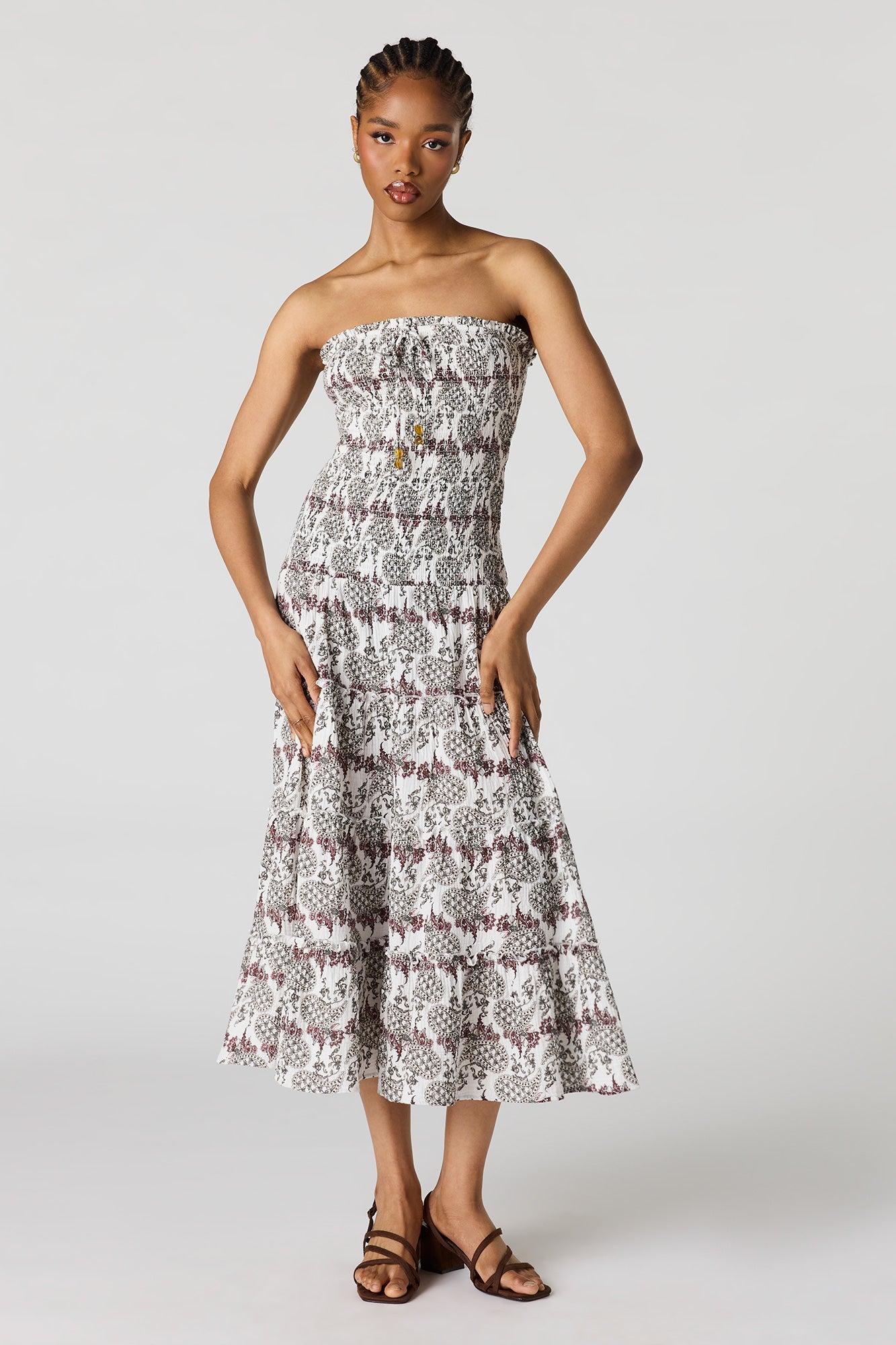 Smocked Tube Midi Dress