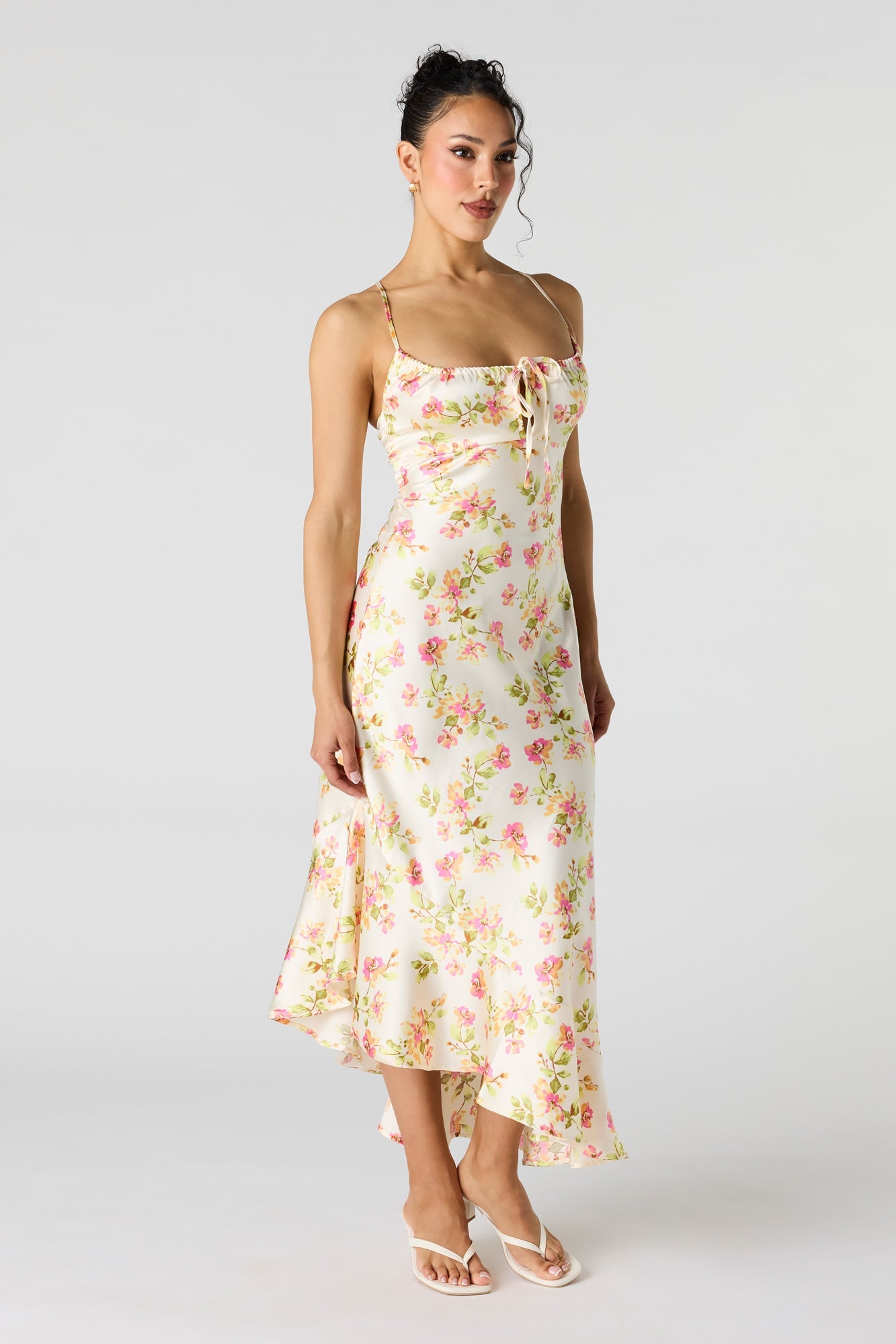 Satin Asymmetrical Maxi Dress