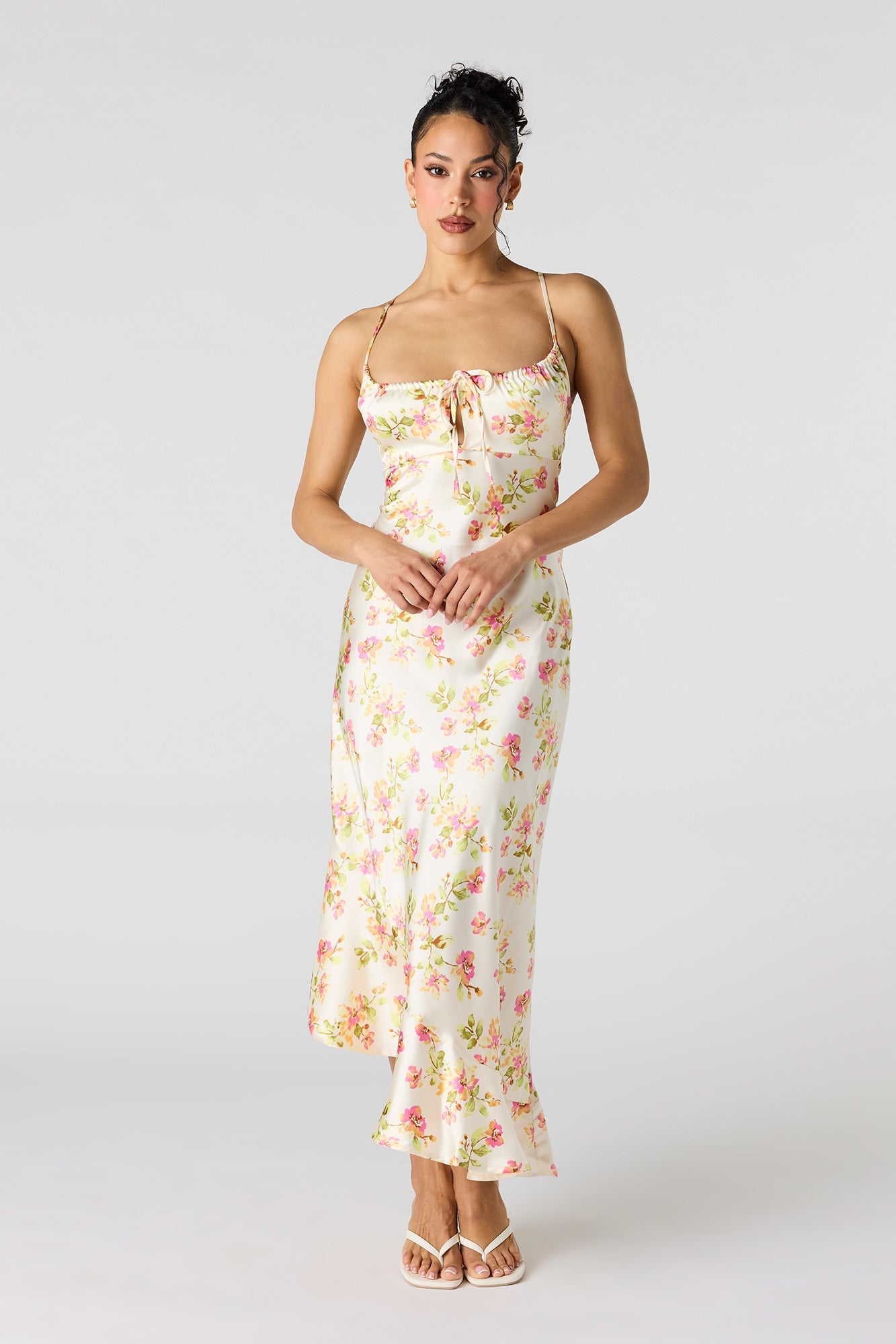 Satin Asymmetrical Maxi Dress