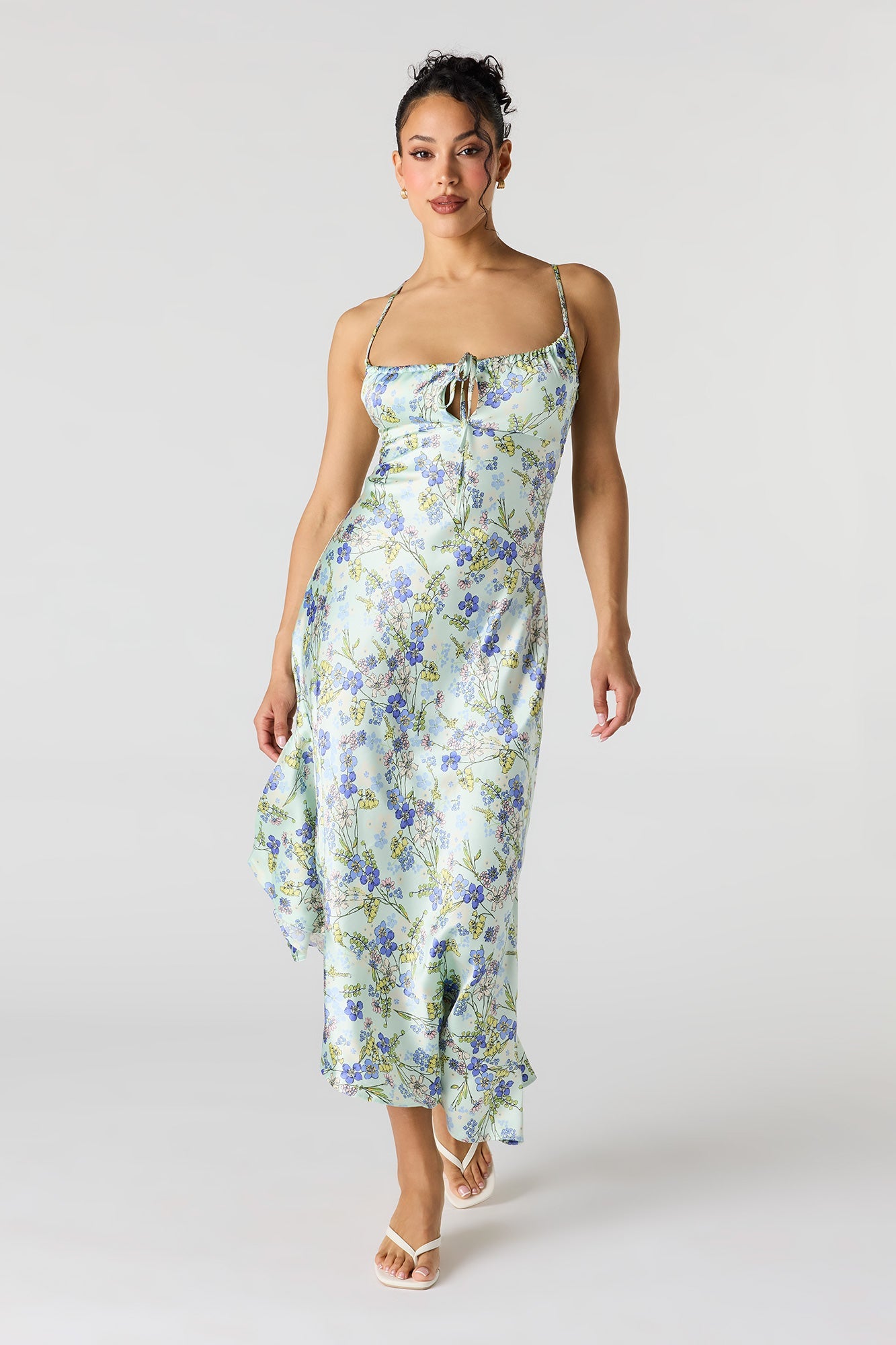 Satin Asymmetrical Maxi Dress