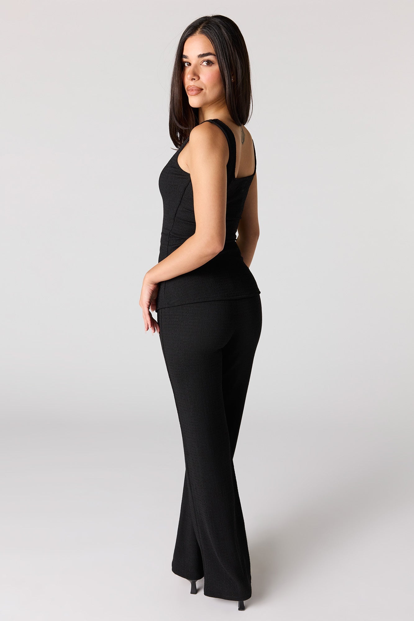 Textured Wide Leg Pant