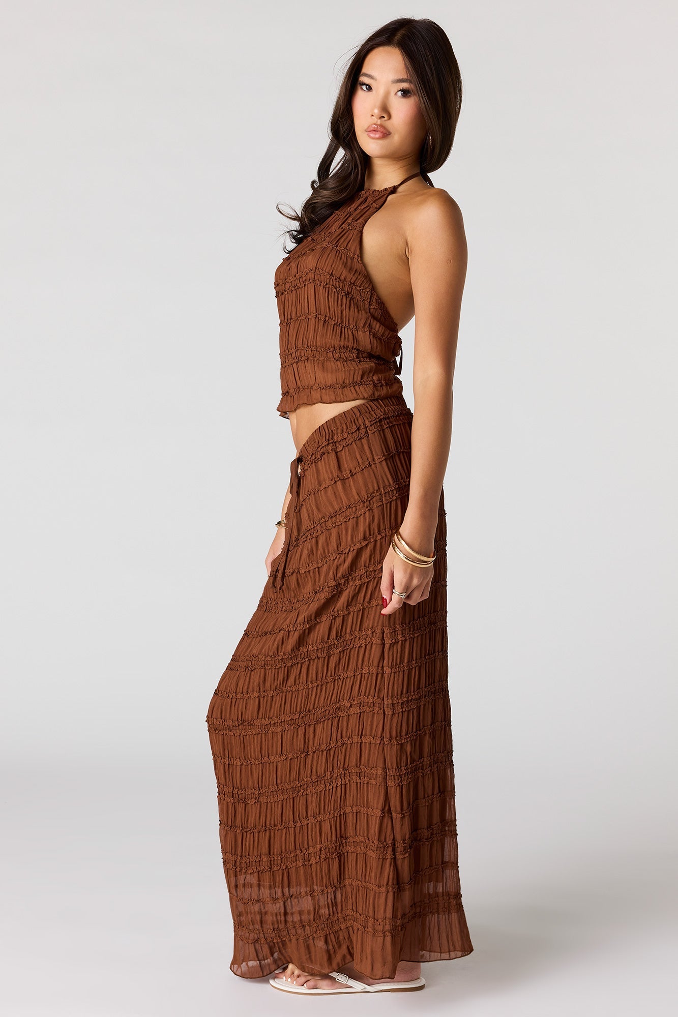 Textured Chiffon Maxi Skirt