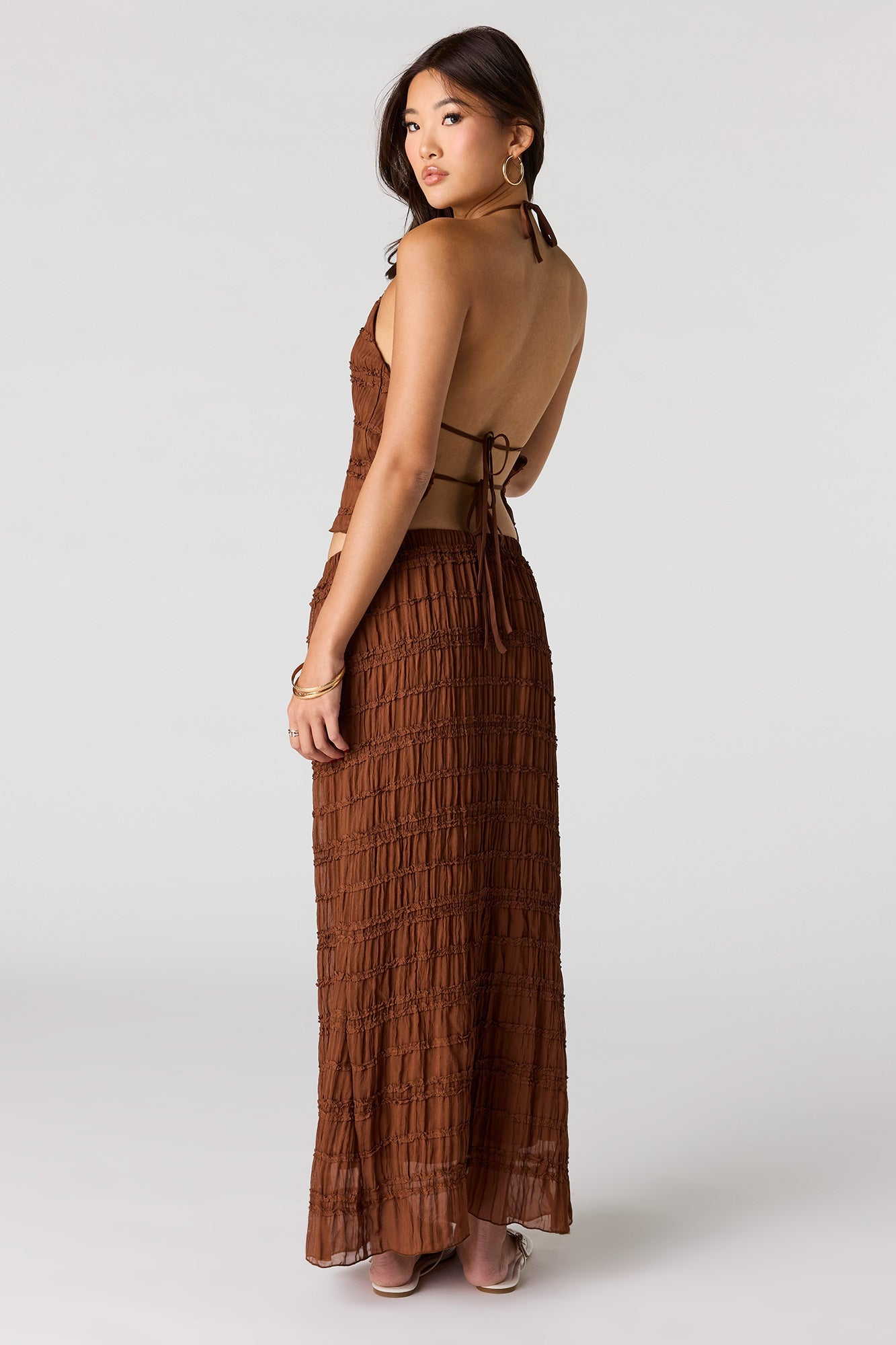 Textured Chiffon Maxi Skirt