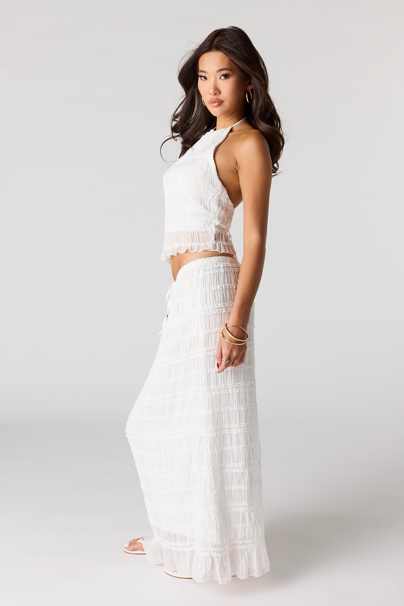 Textured Chiffon Maxi Skirt