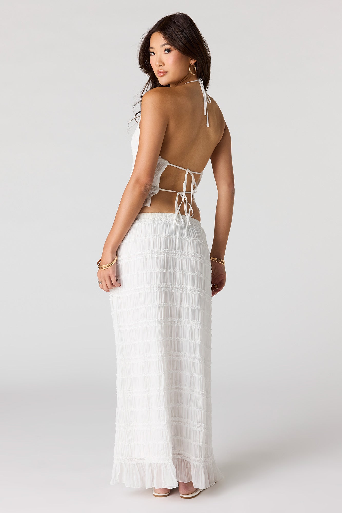 Textured Chiffon Maxi Skirt