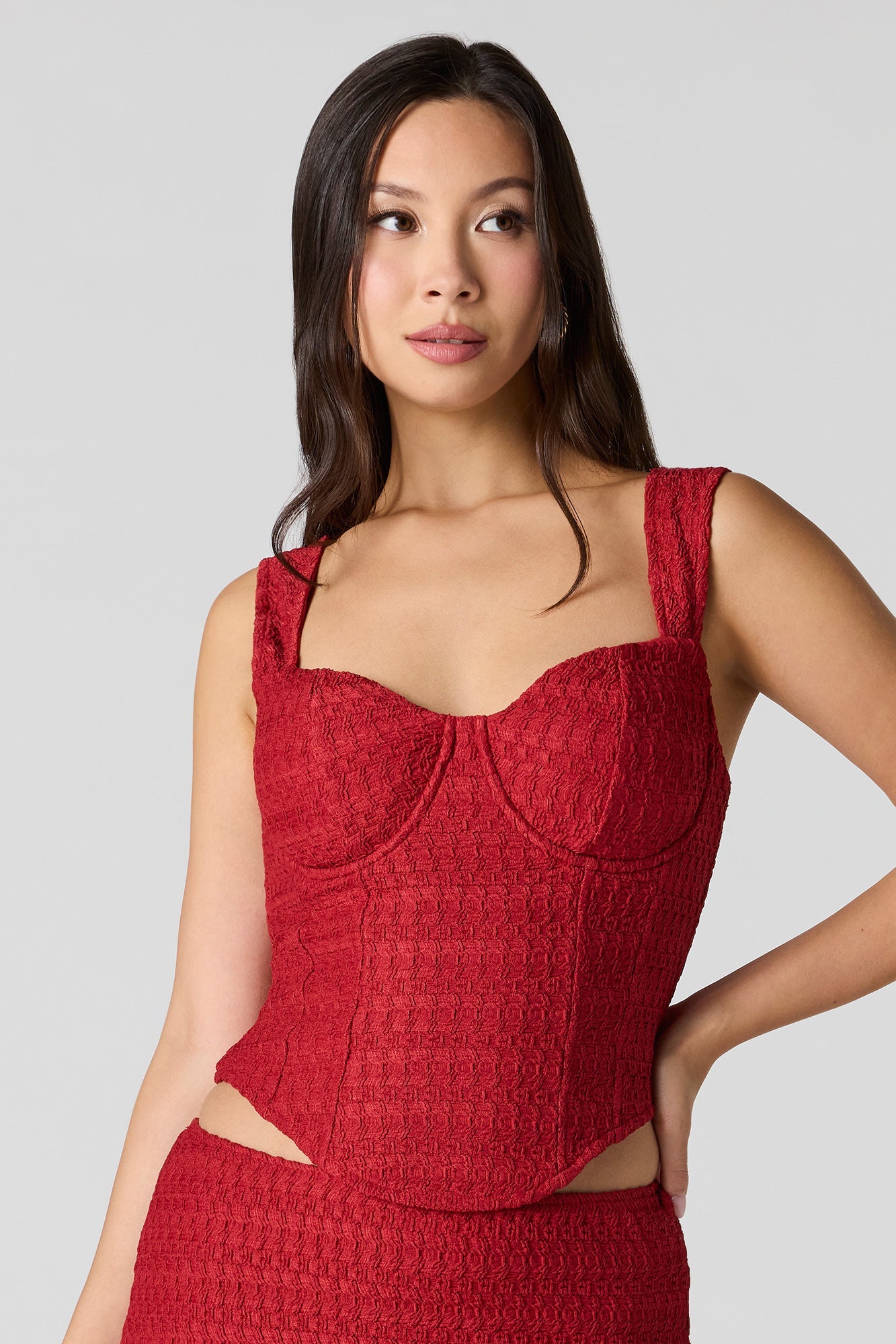 Puckered Knit Corset Top