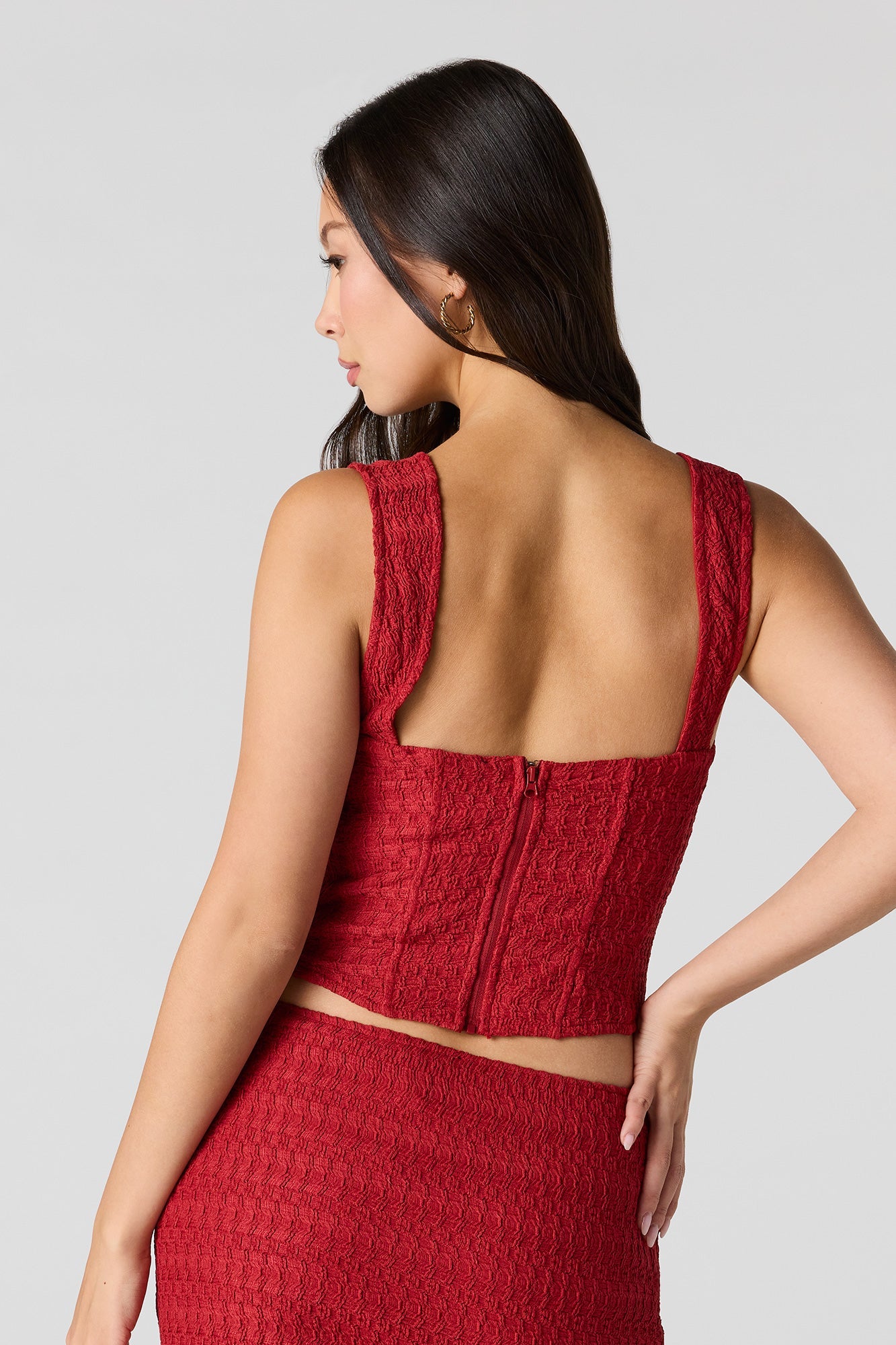Puckered Knit Corset Top