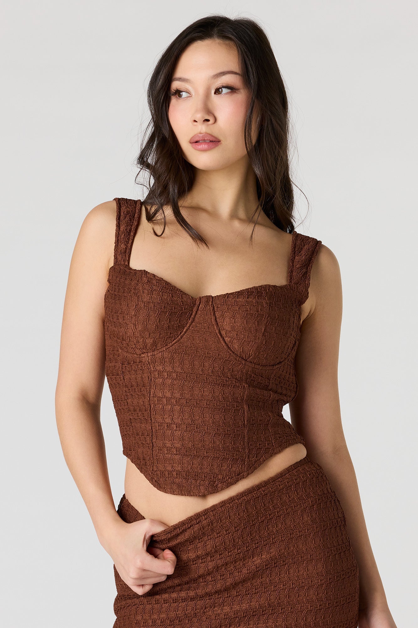 Puckered Knit Corset Top
