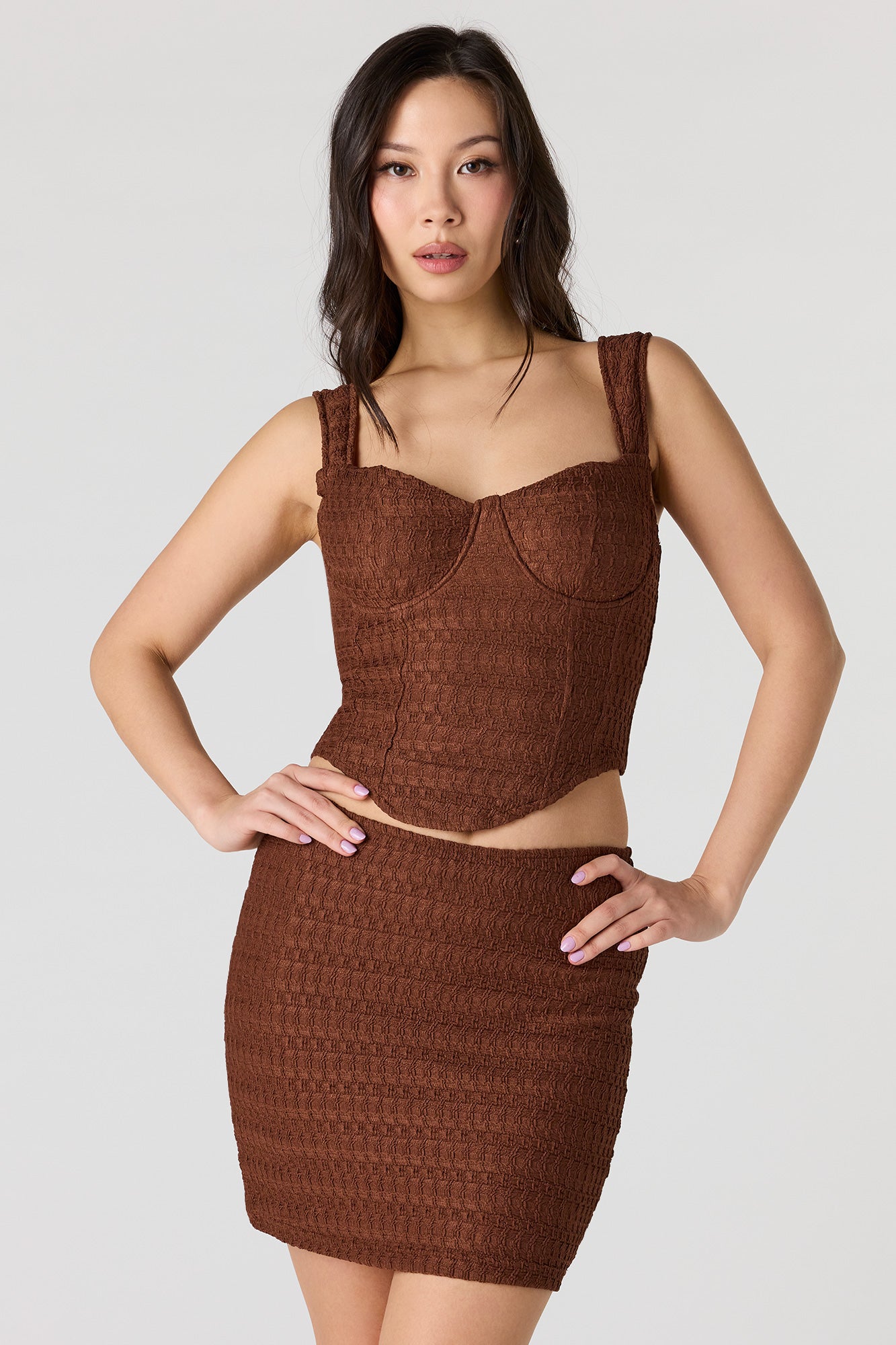 Puckered Knit Mini Skirt