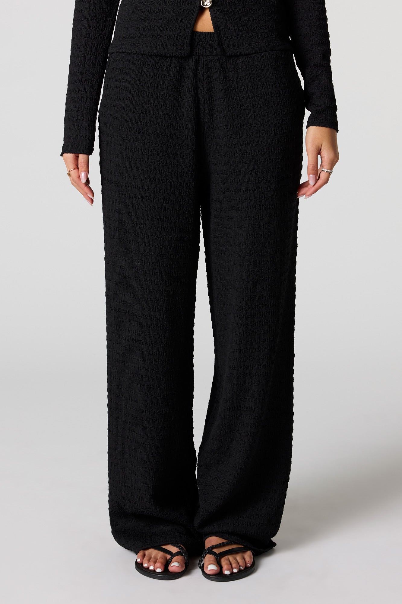 Textured Wide Leg Pant