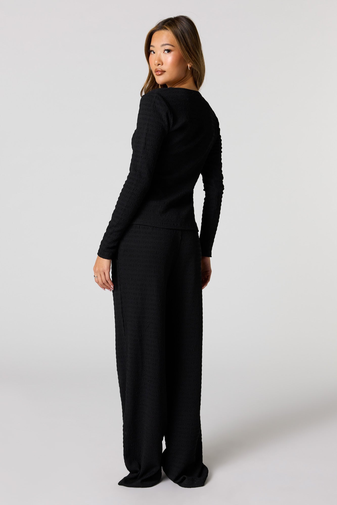 Textured Wide Leg Pant