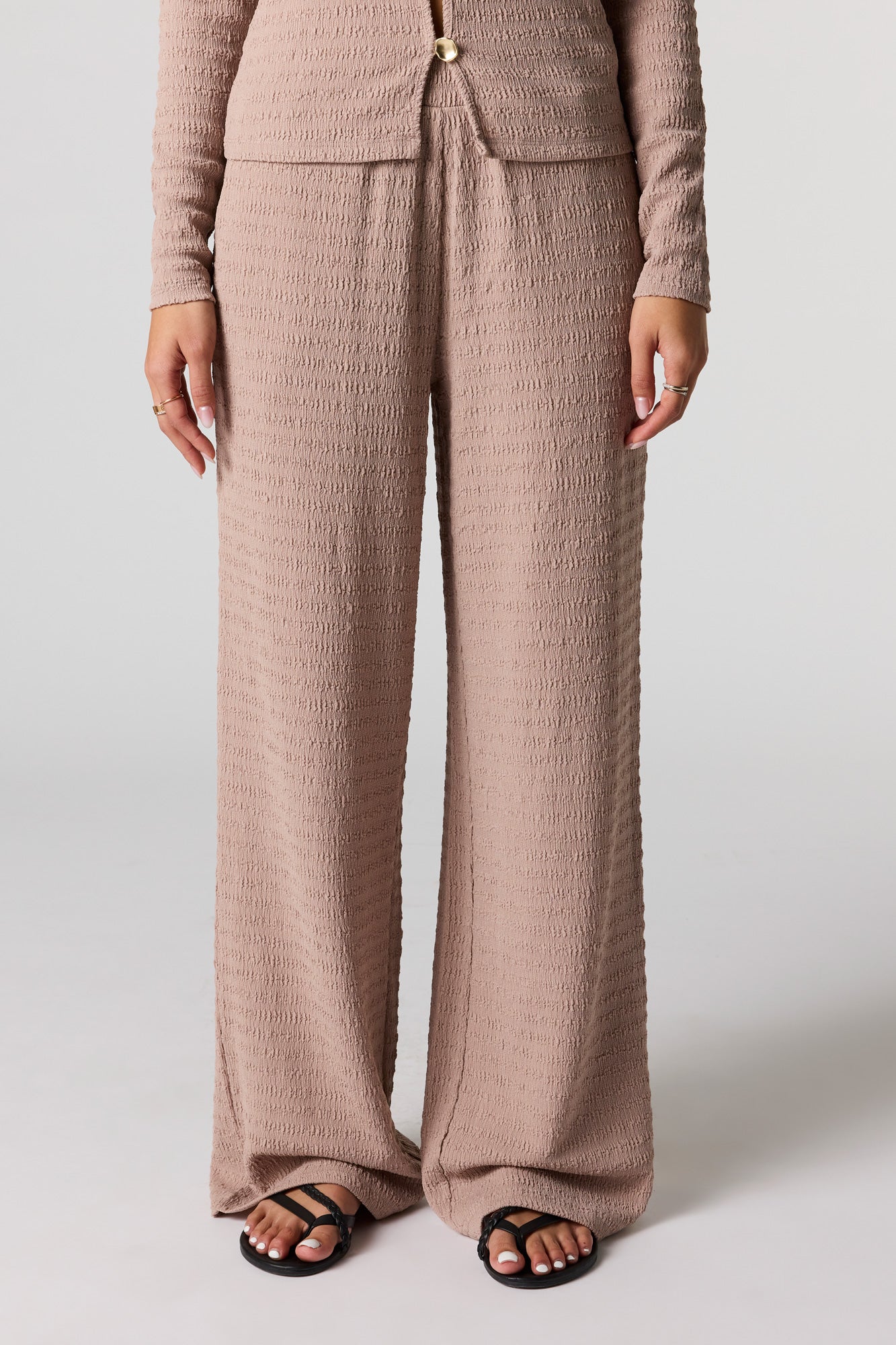 Textured Wide Leg Pant