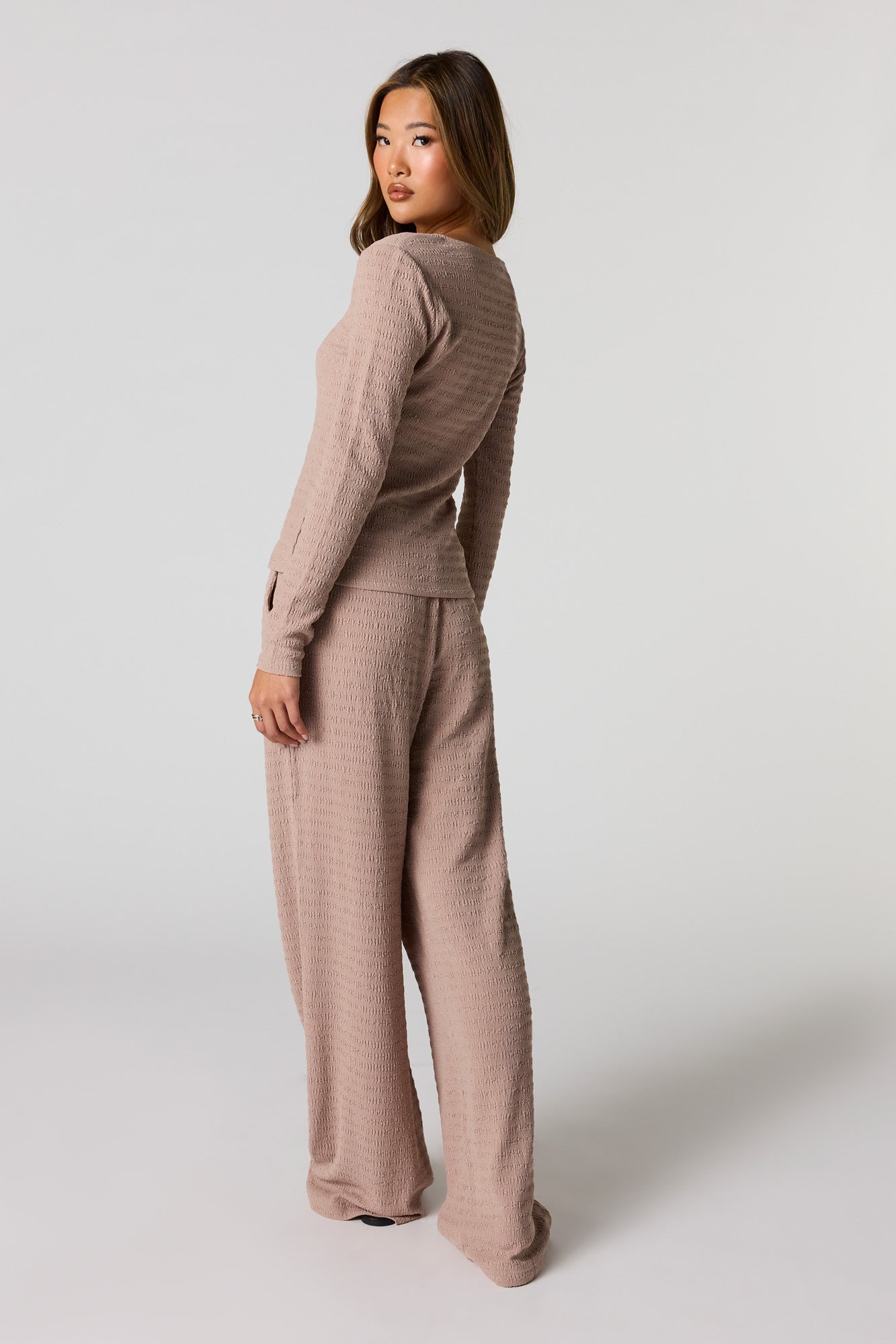 Textured Wide Leg Pant