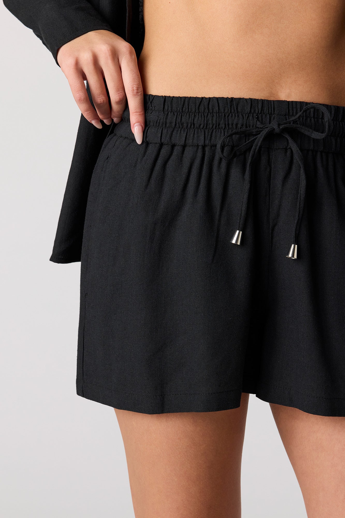Linen-Blend Drawstring Short