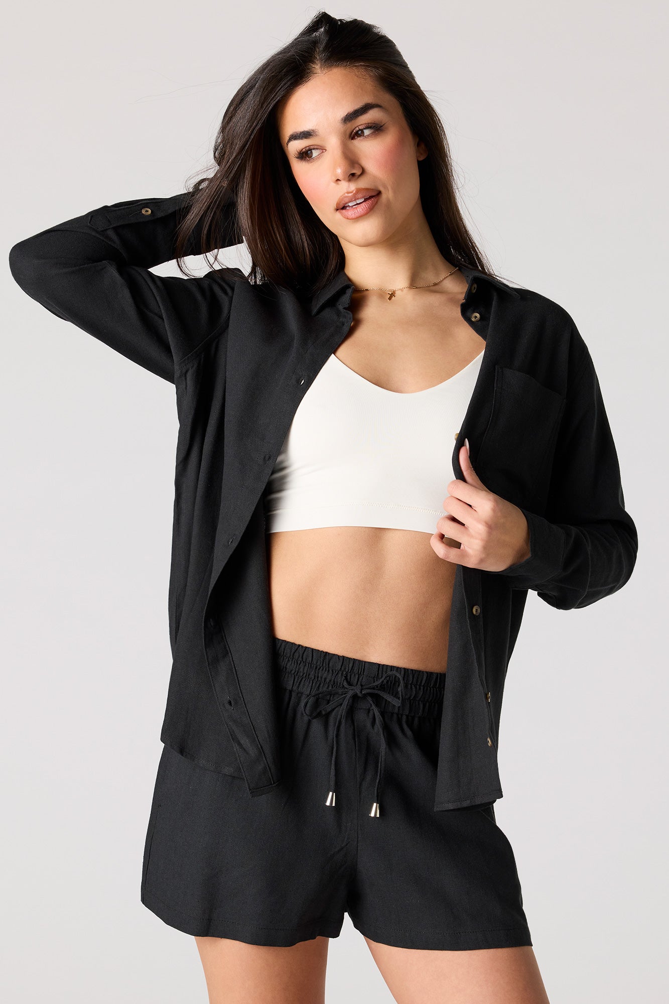 Linen-Blend Drawstring Short