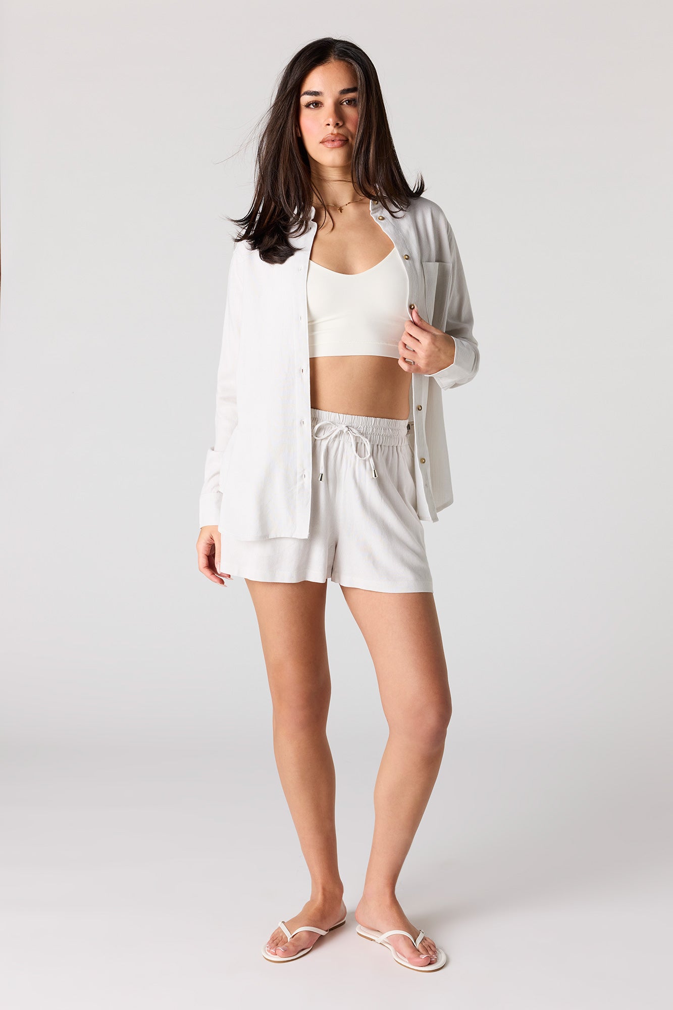 Linen-Blend Drawstring Short