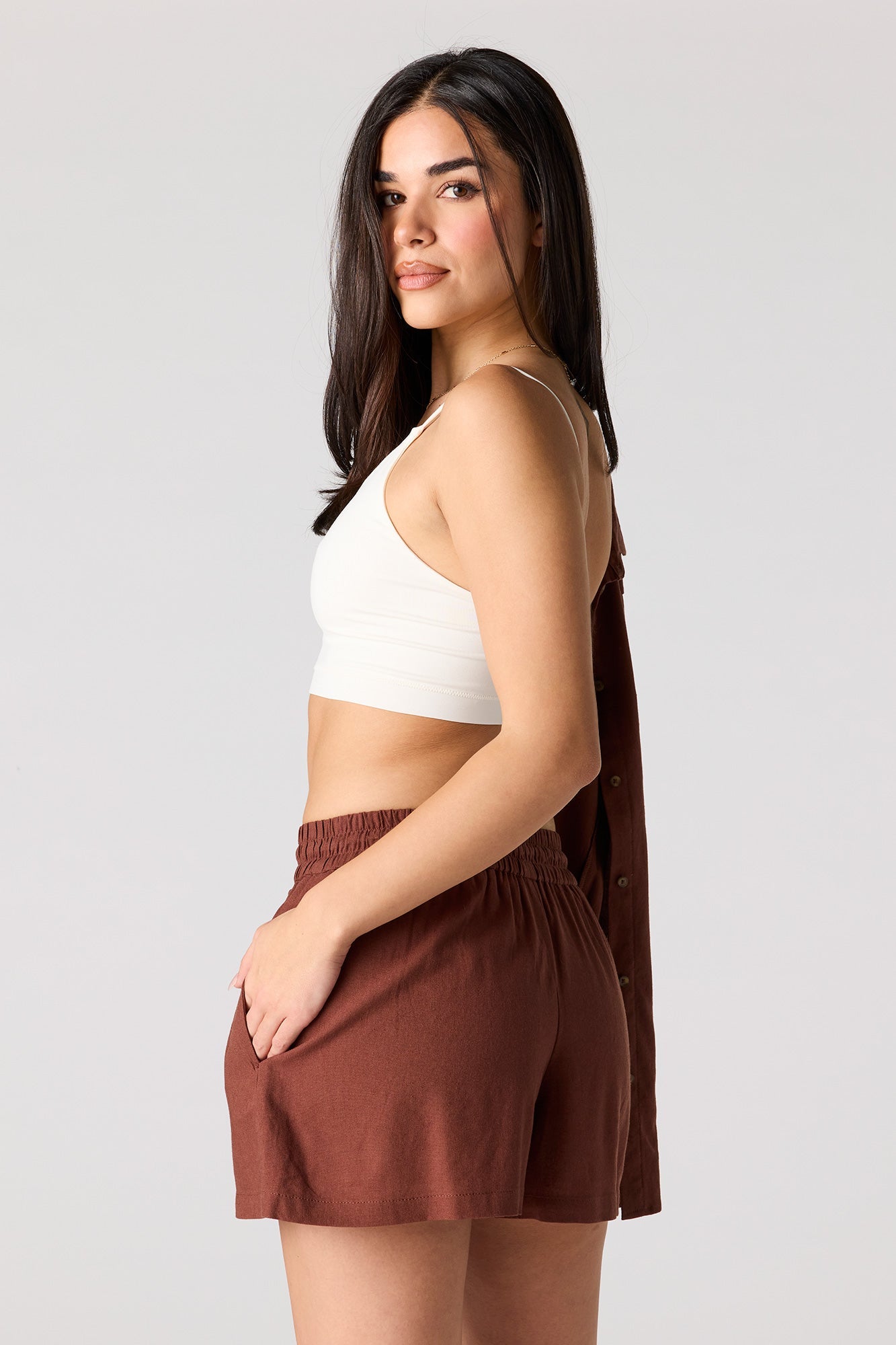 Linen-Blend Drawstring Short