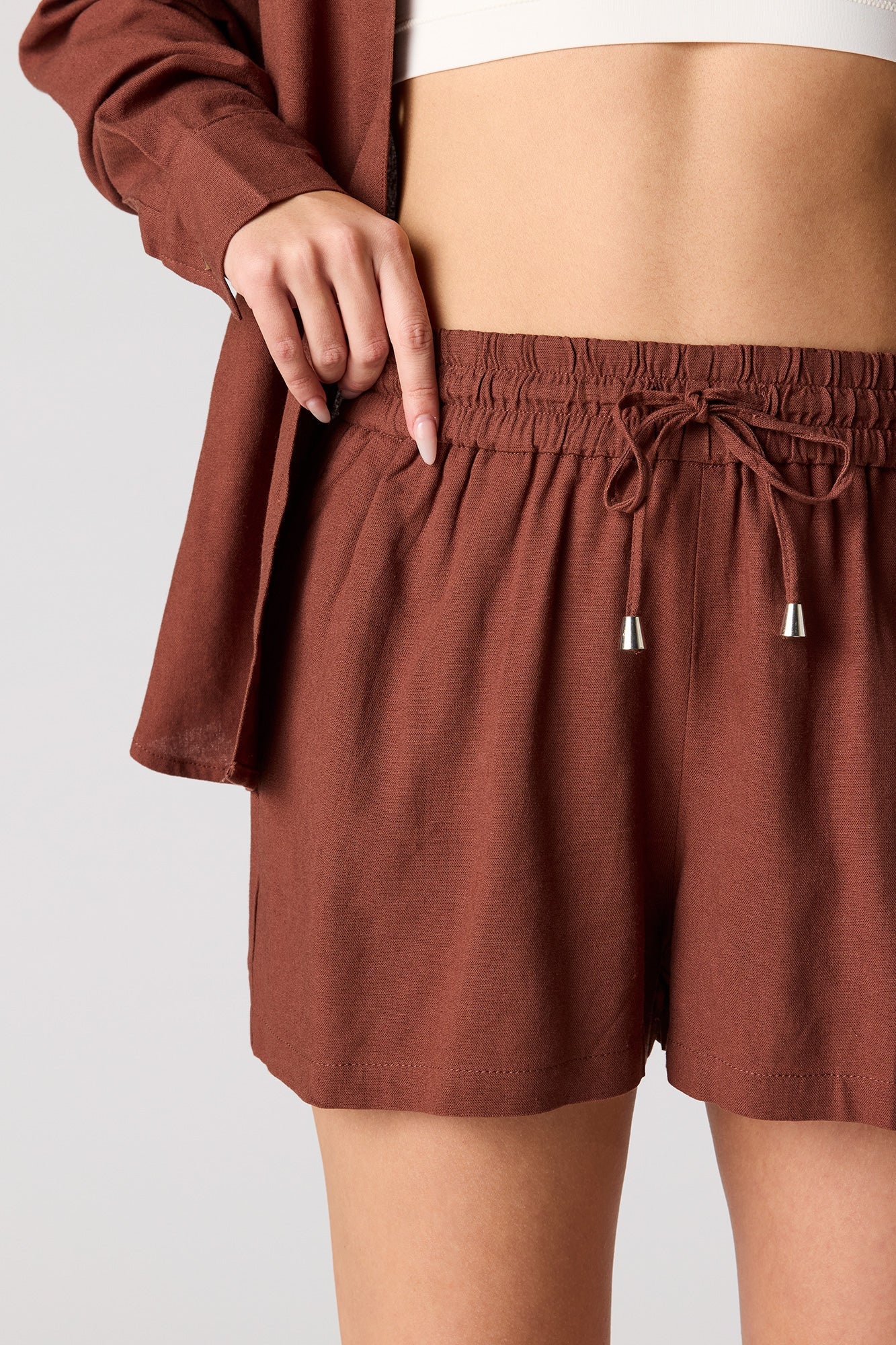 Linen-Blend Drawstring Short