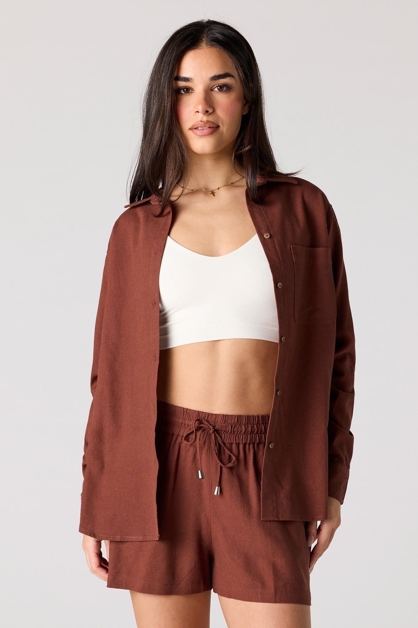 Linen-Blend Drawstring Short