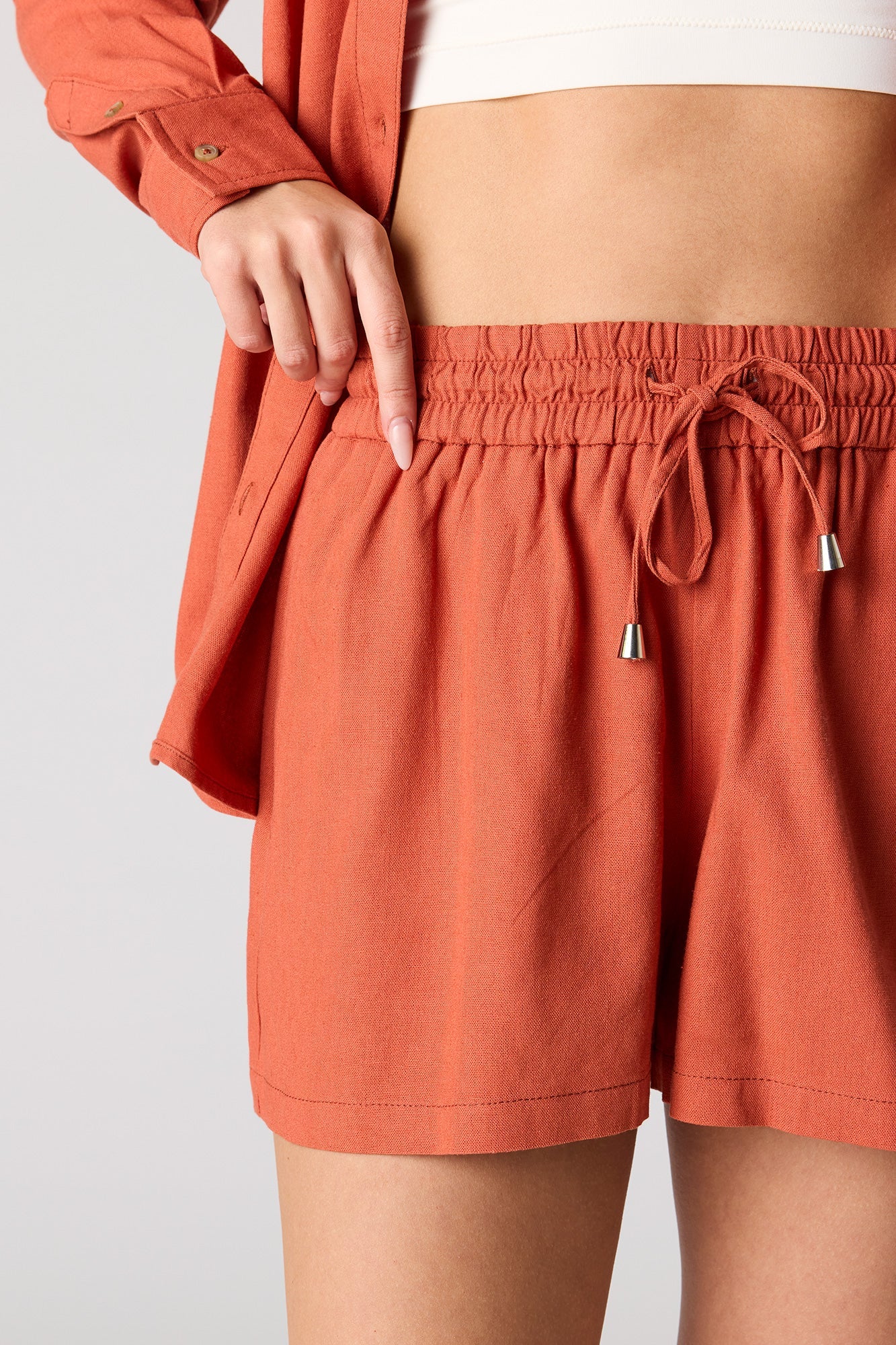 Linen-Blend Drawstring Short