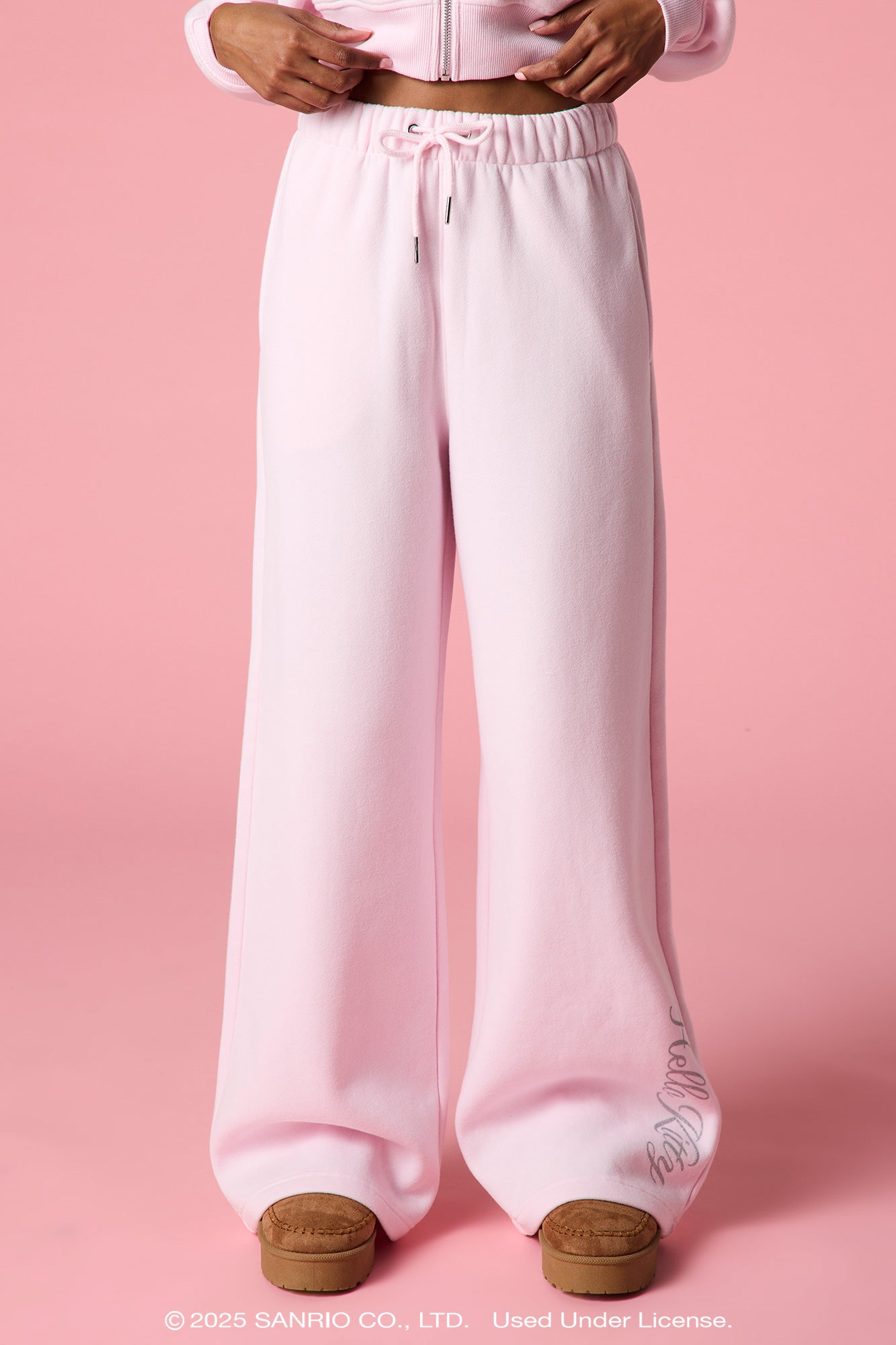 Hello Kitty® Glitter Graphic Wide Leg Sweatpant