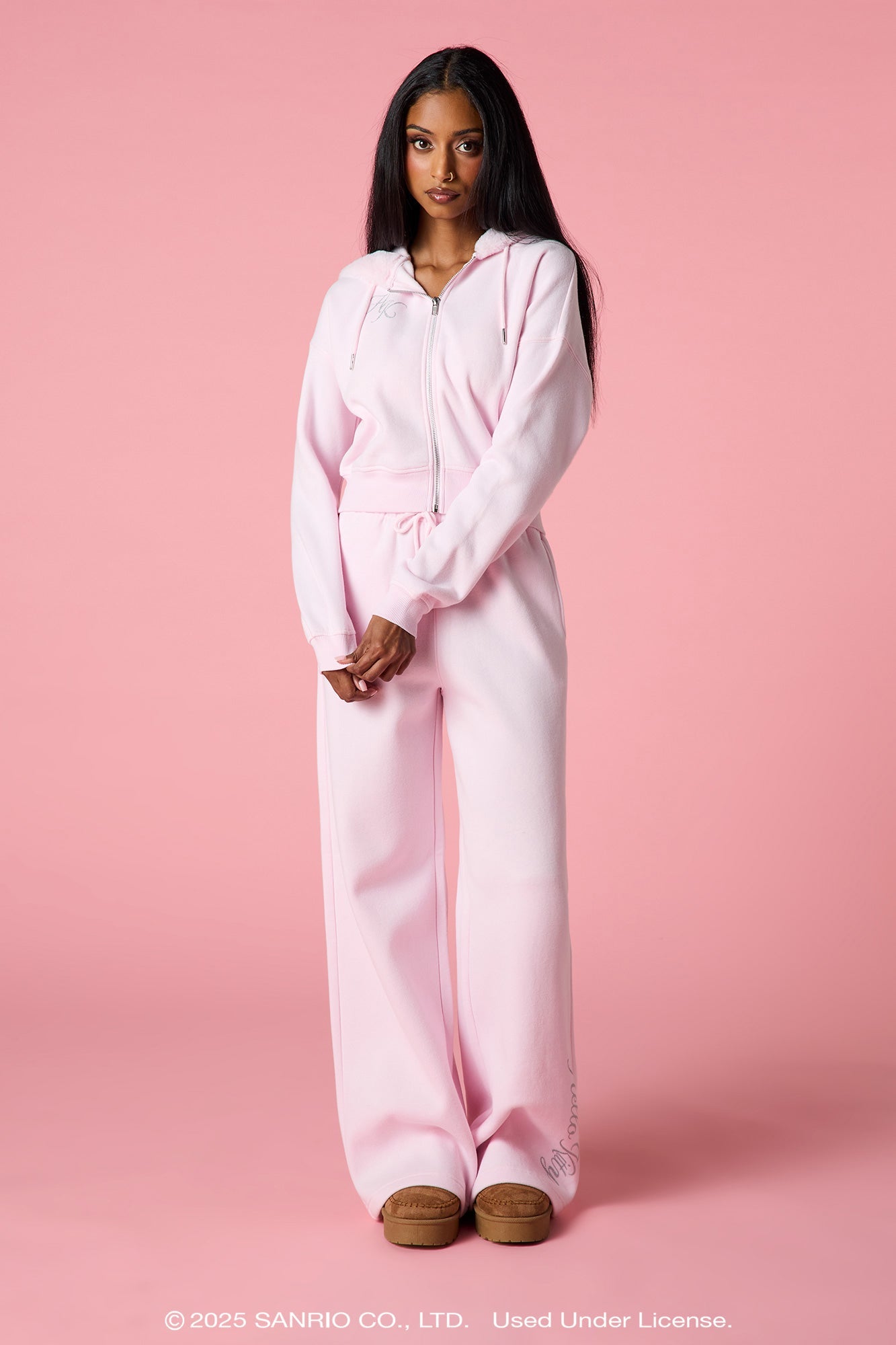 Hello Kitty® Glitter Graphic Wide Leg Sweatpant