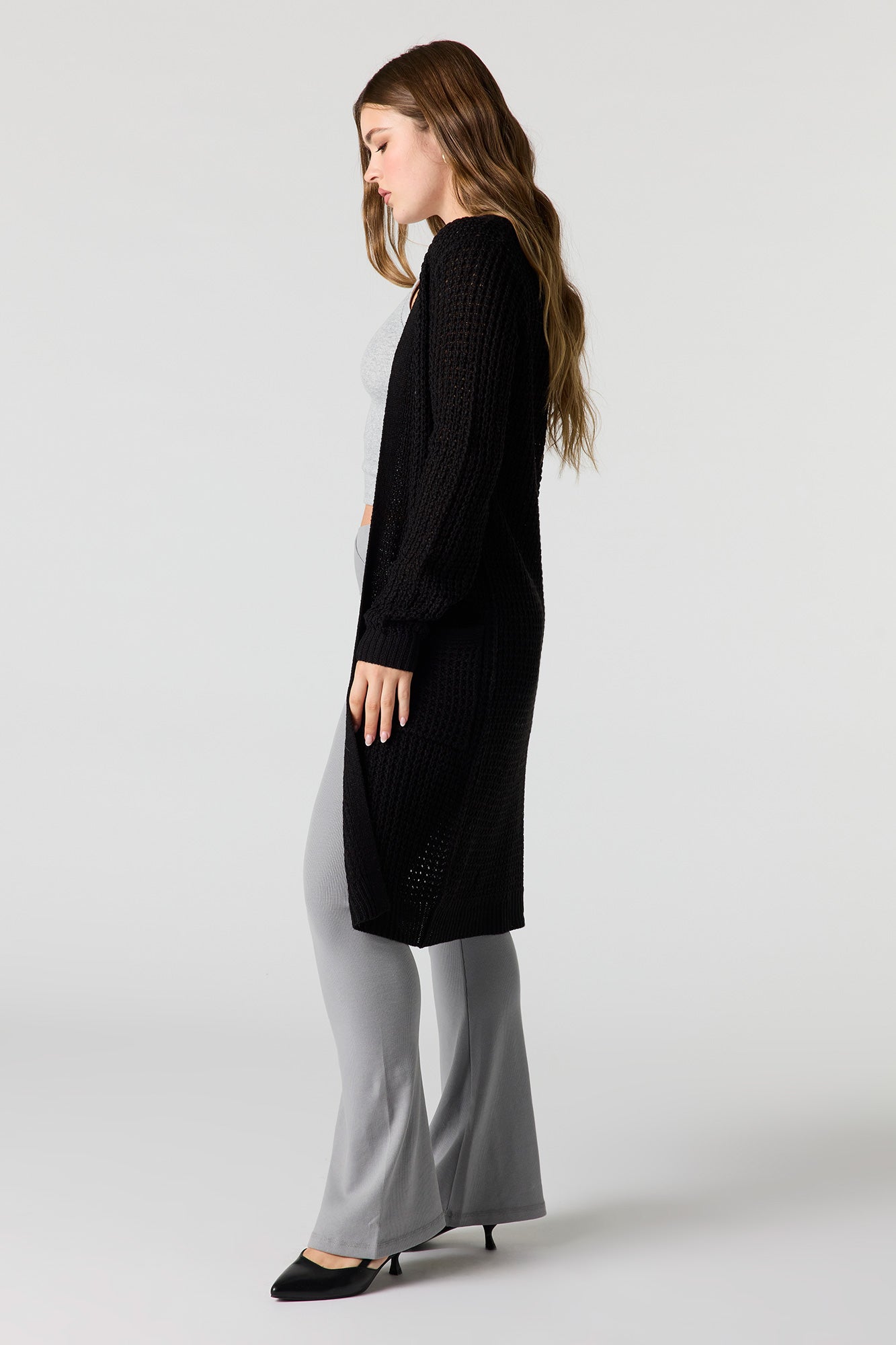 Open Knit Longline Cardigan