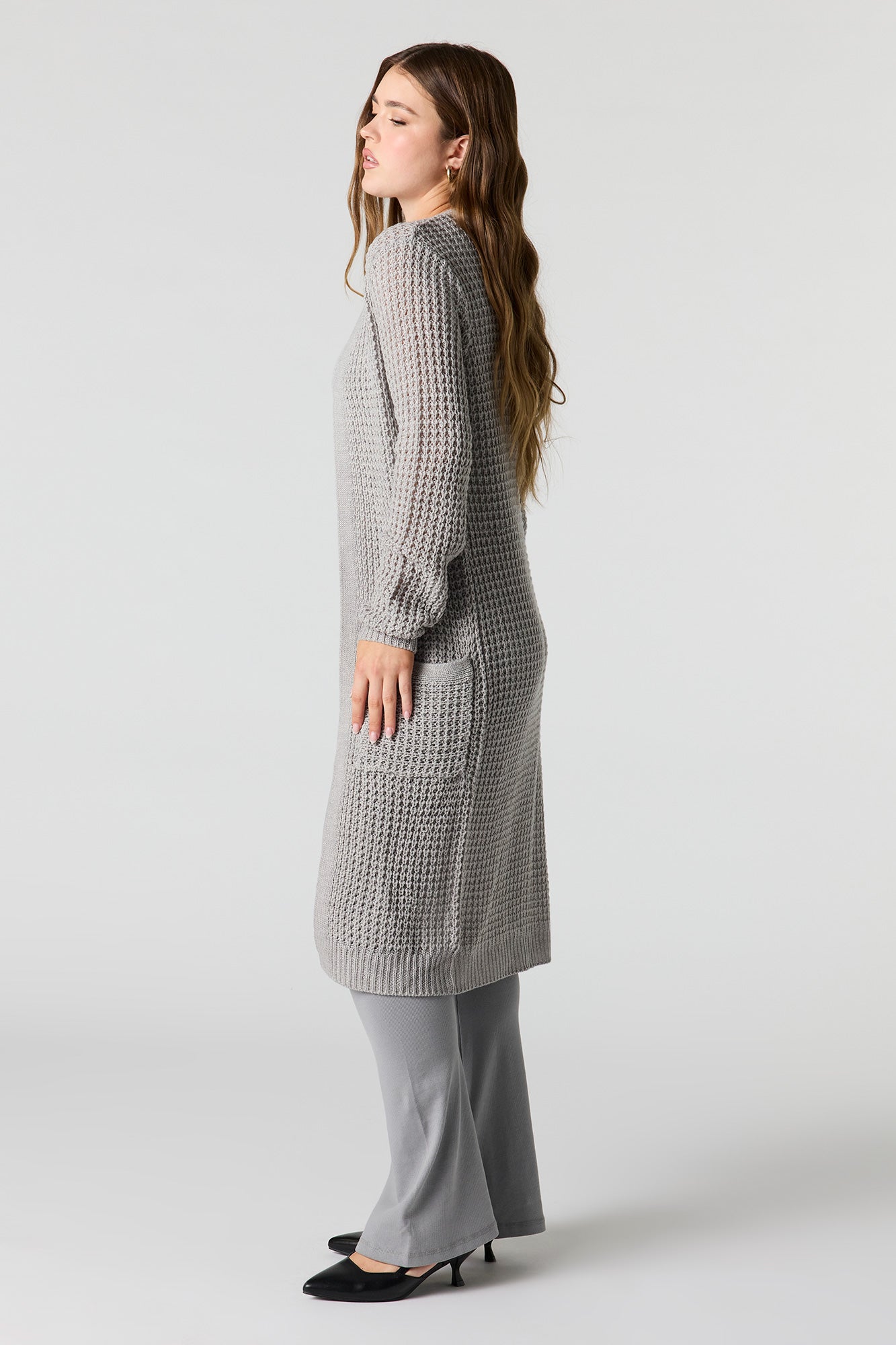 Open Knit Longline Cardigan