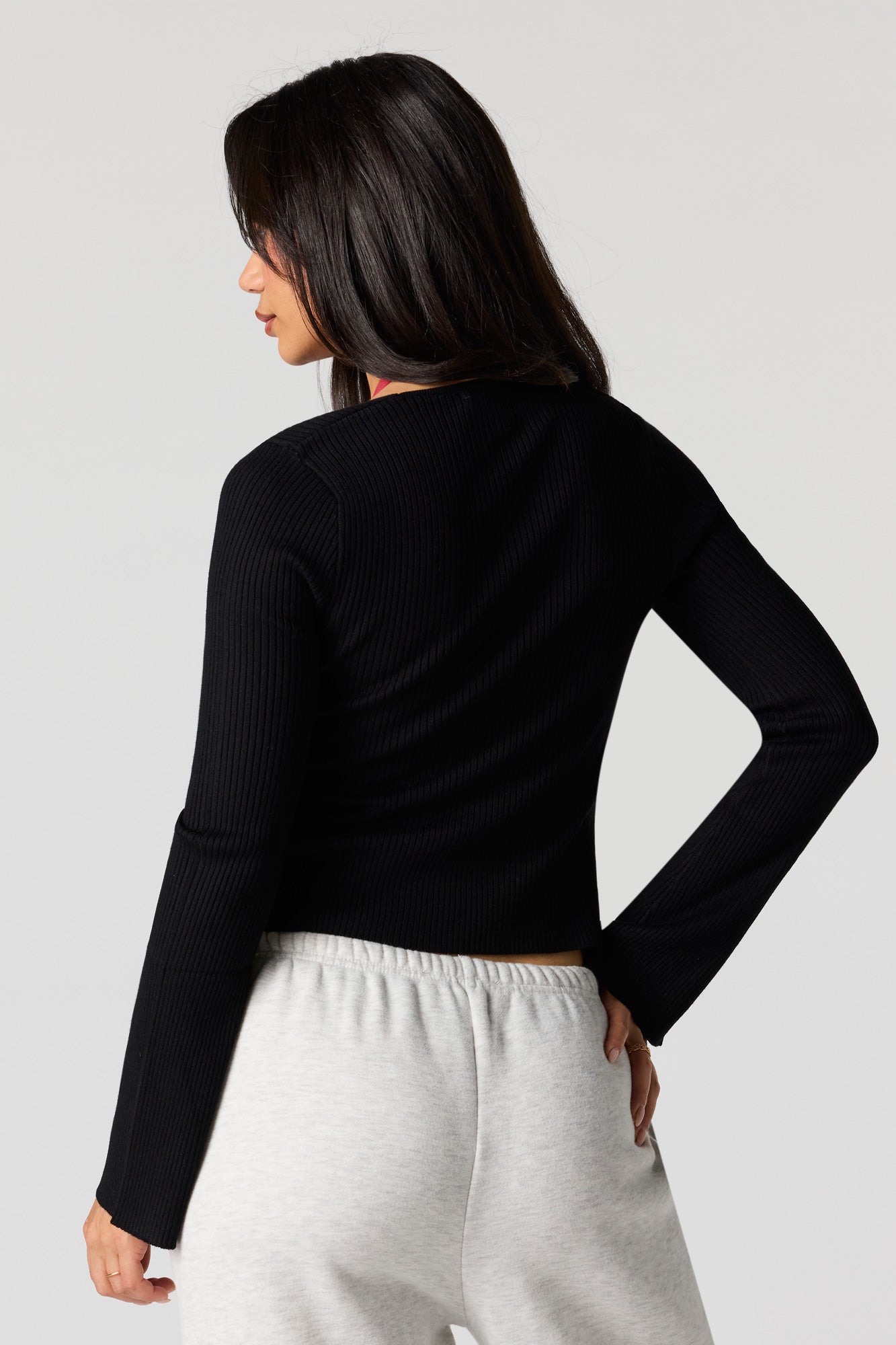 Ribbed Knit Self-Tie Cardigan