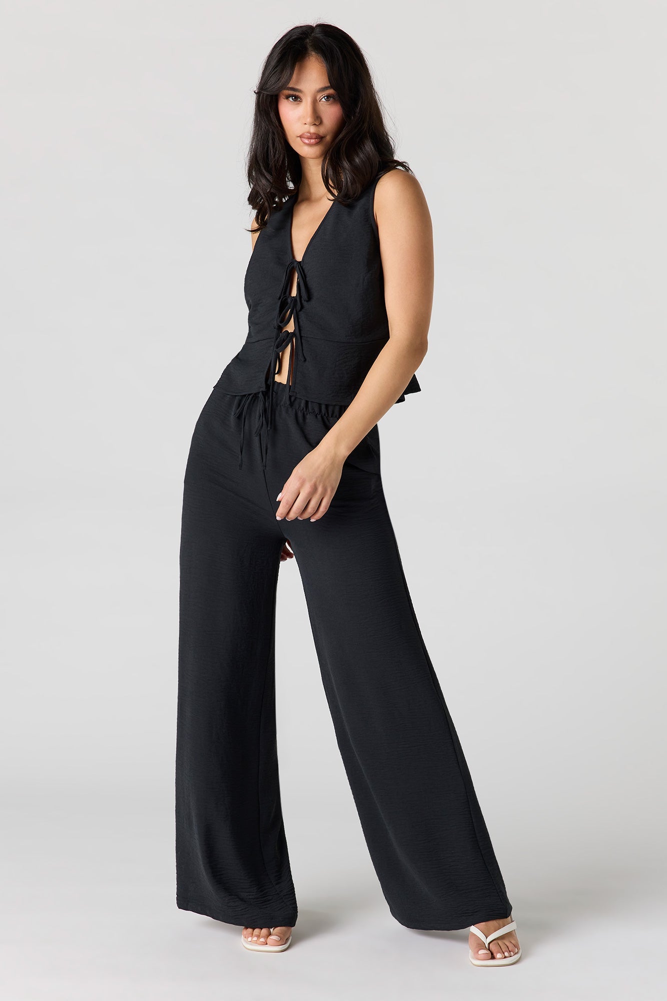 Flowy Self-Tie Front Top