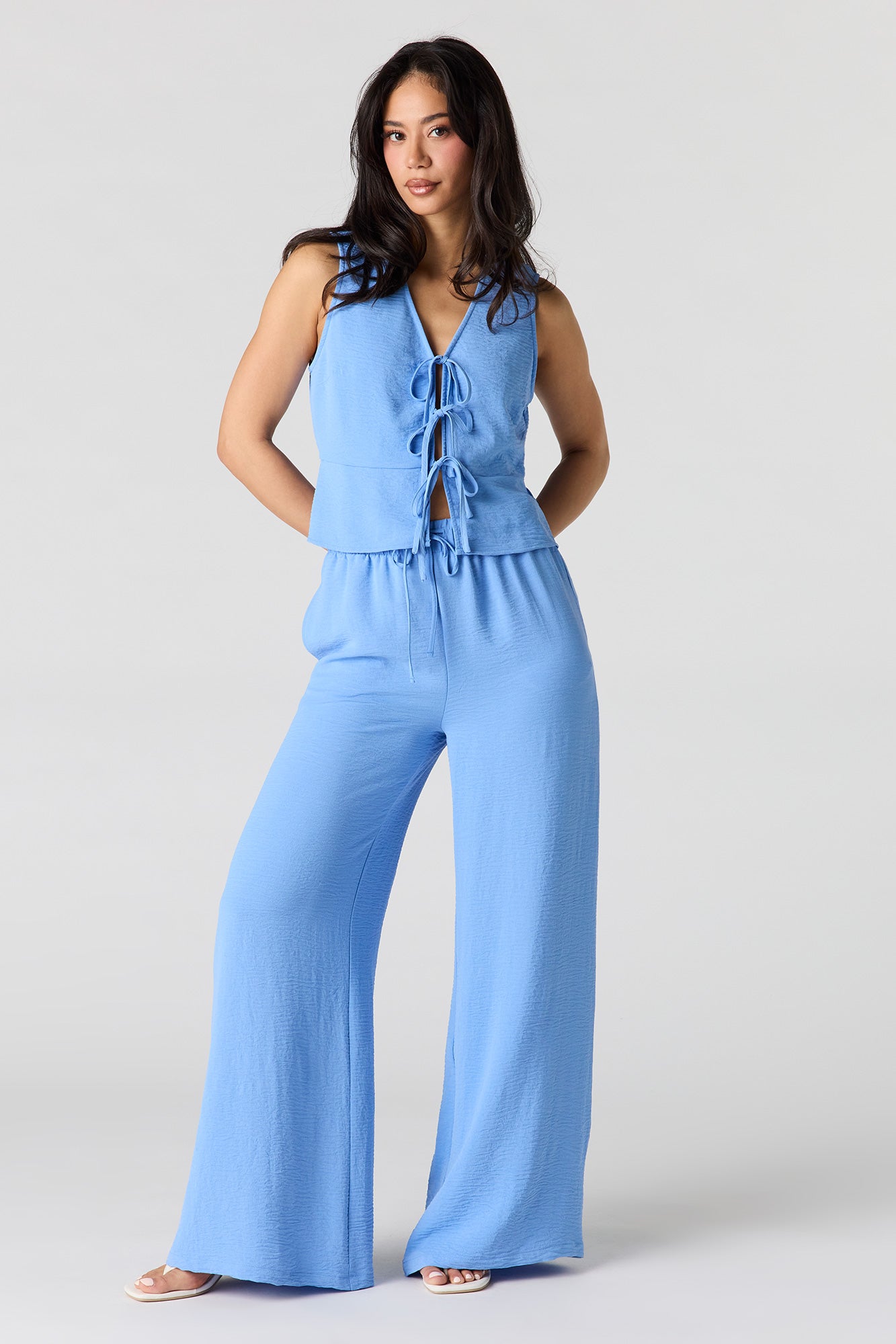 Flowy Self-Tie Front Top