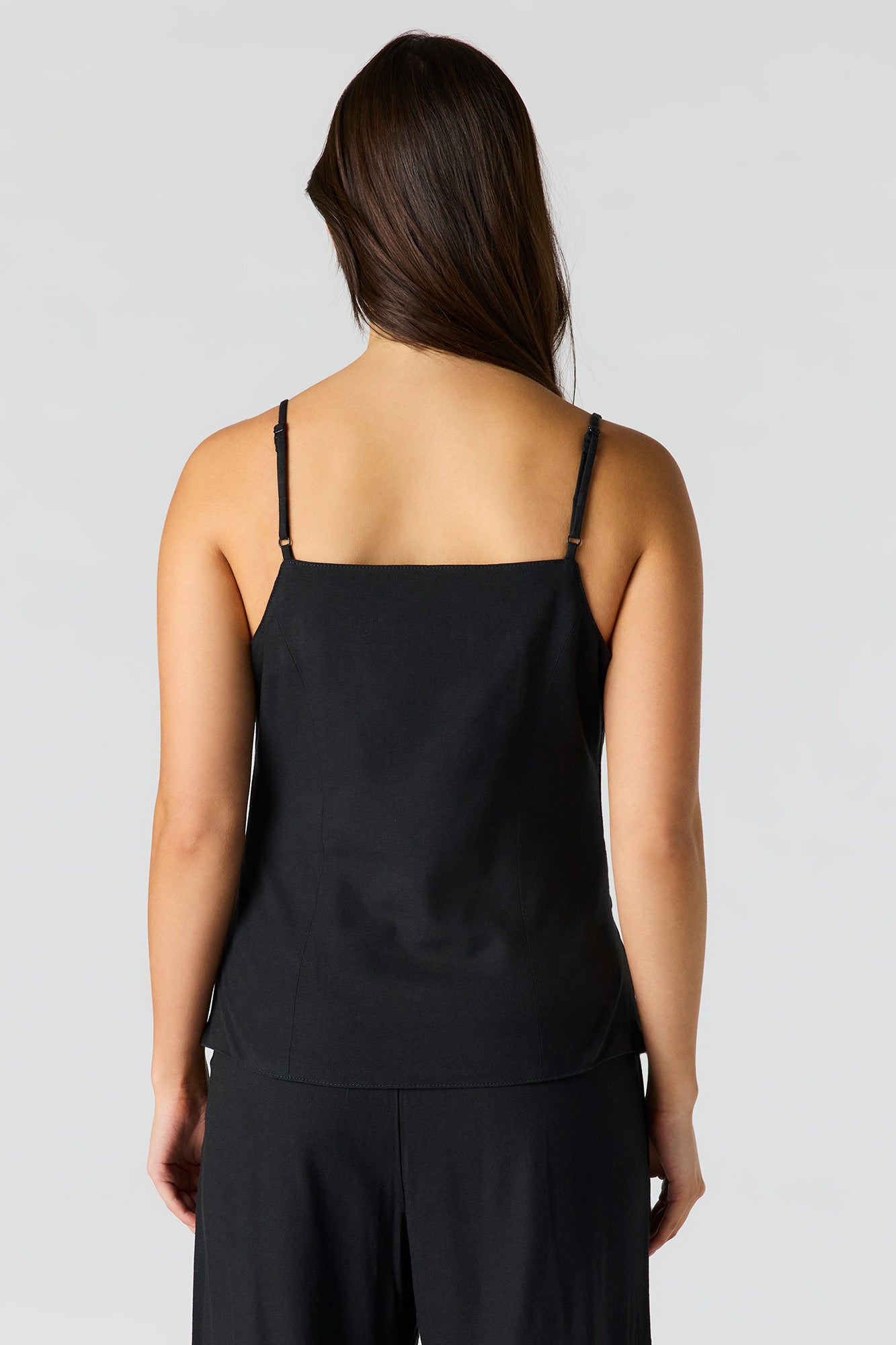 Linen-Blend Button-Up Square Neck Vest