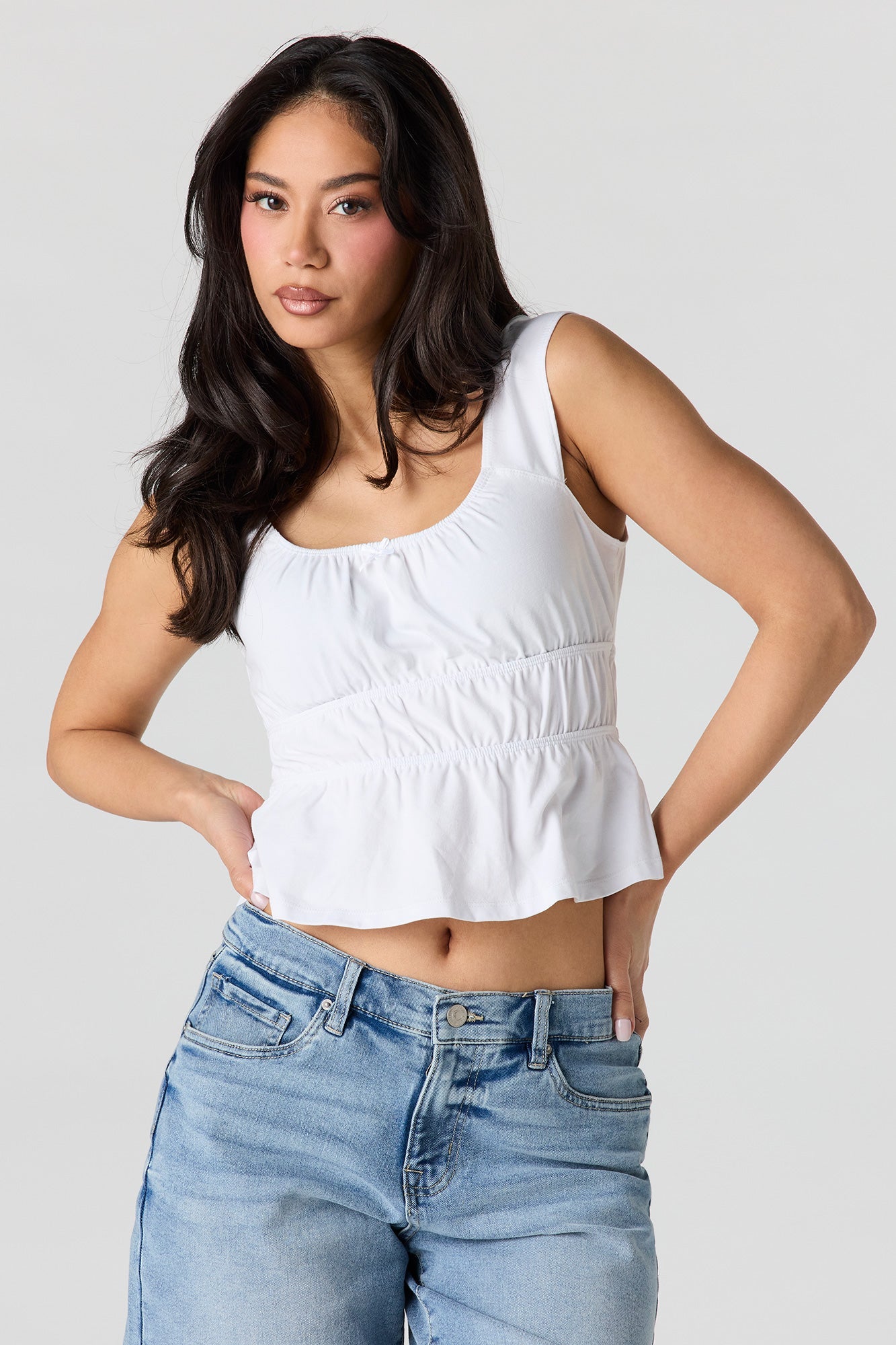 Scoop Neck Peplum Tank