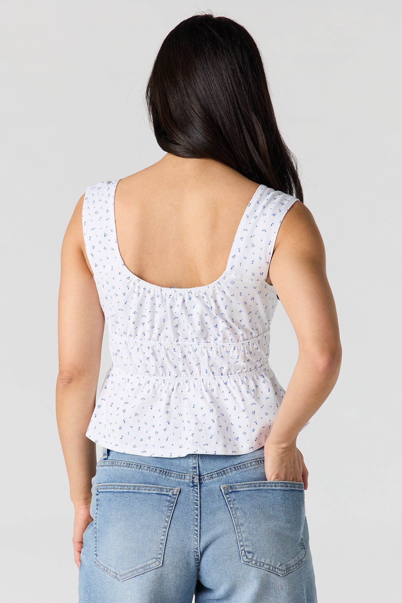 Scoop Neck Peplum Tank