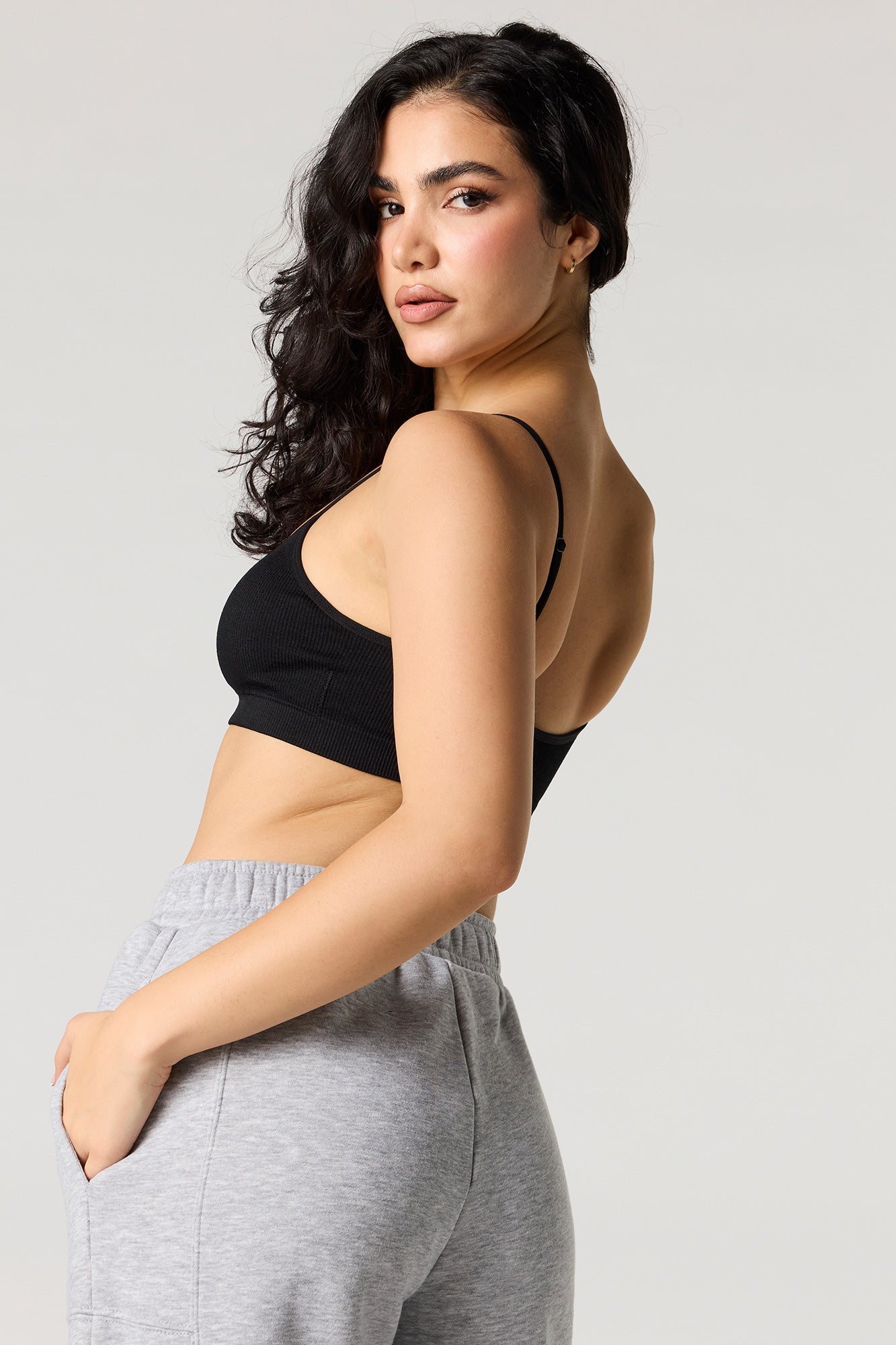 Seamless Ribbed Bralette with Built-In Cups