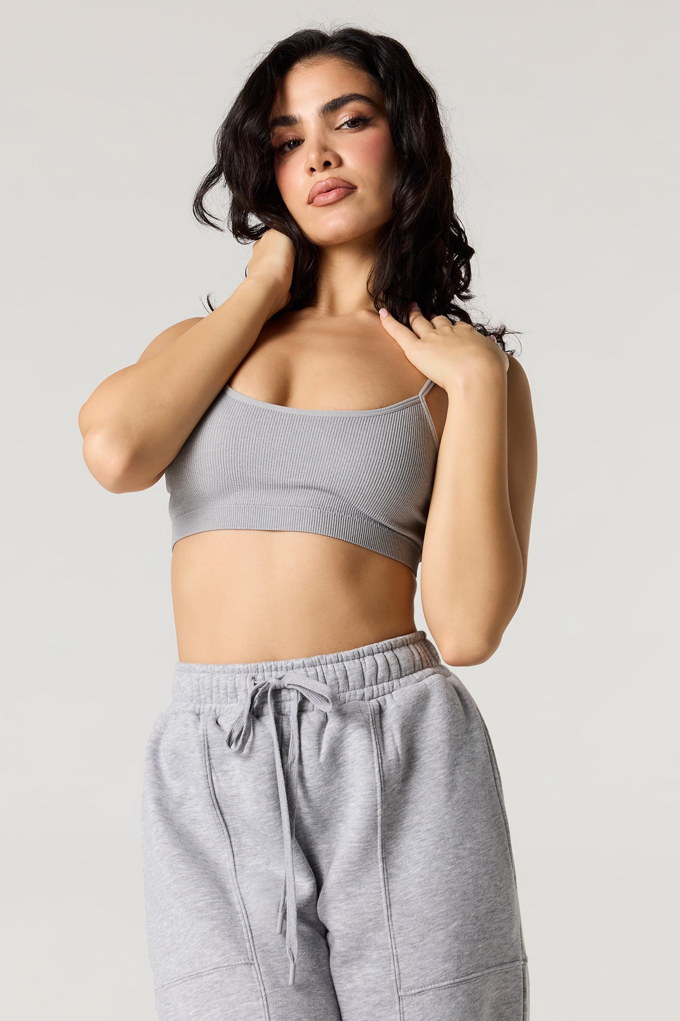 Seamless Ribbed Bralette with Built-In Cups