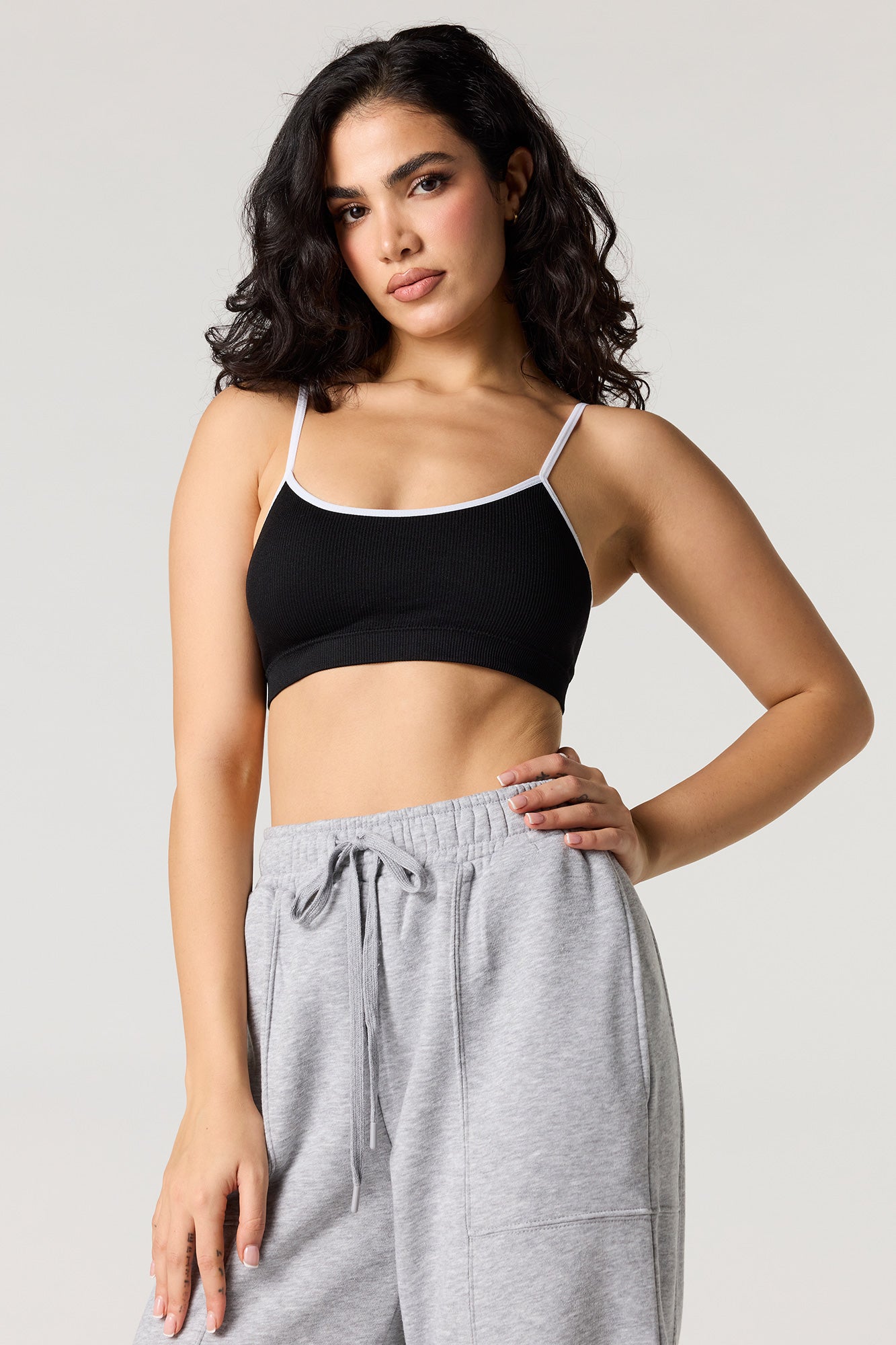 Seamless Ribbed Bralette with Built-In Cups