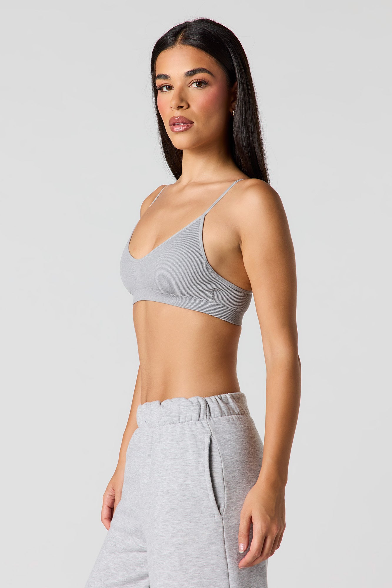 Seamless Ribbed Bralette with Built-In Cups